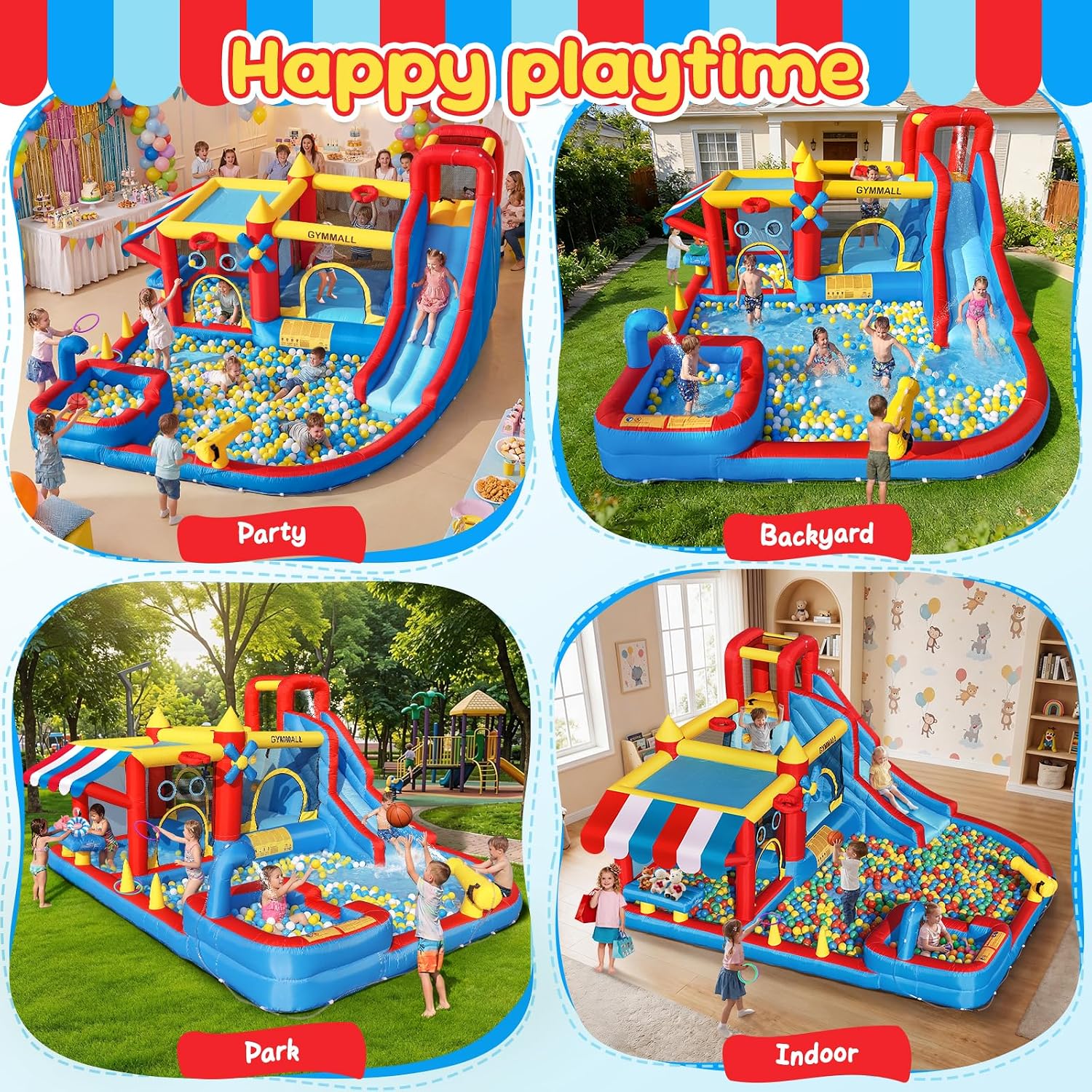 Thumbnail 4 de GYMMALL Inflatable 10-in-1 Water Slide Bounce House with 550 W Blower