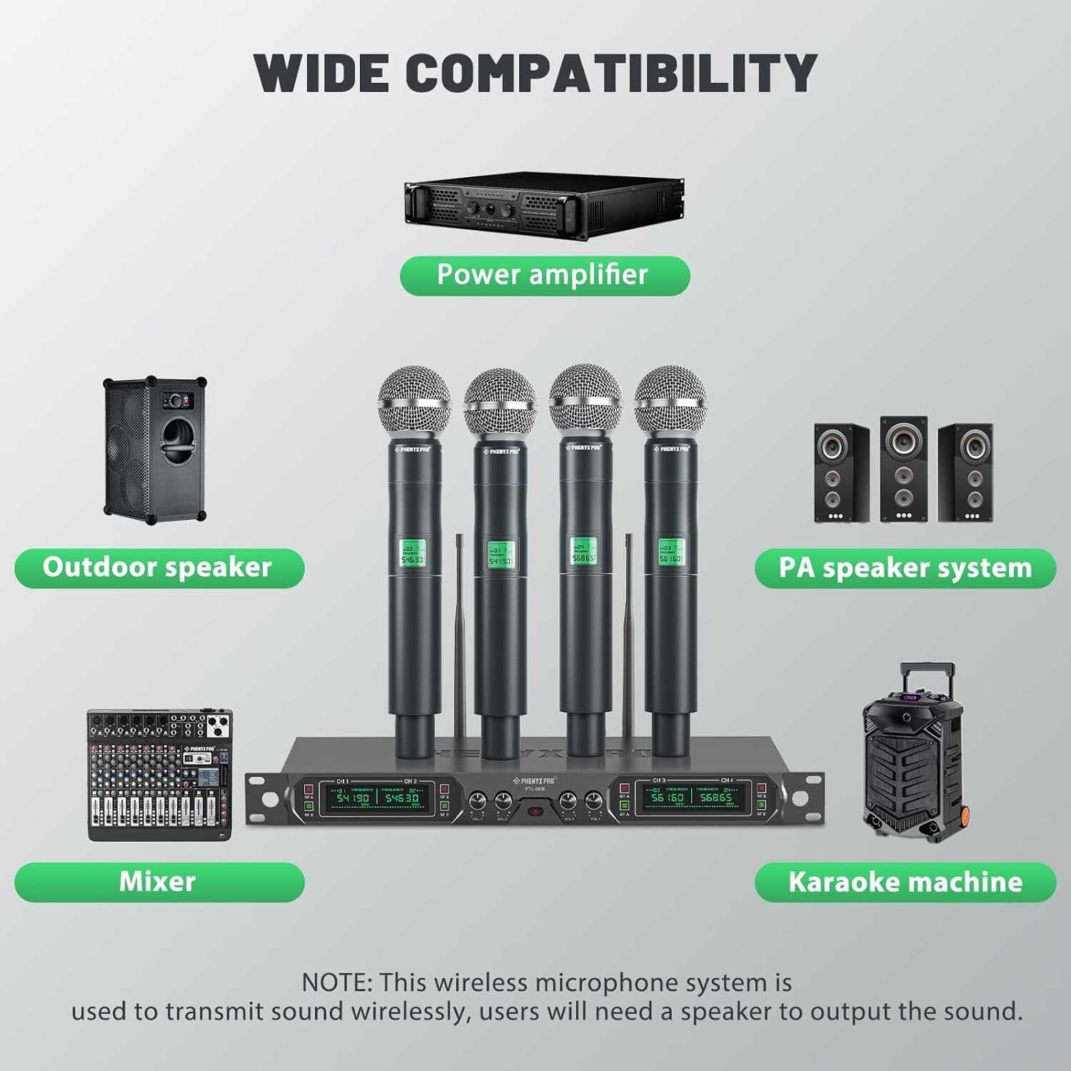 Detalle 2 de Phenyx Pro PTU-5000-4H 260ft wireless microphone 🎤