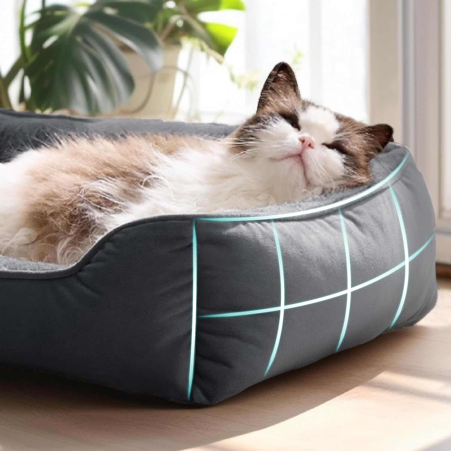 Thumbnail 2 de Bedsure Sherpa Cat & Dog Pet Bed (51x41 cm) in Dark Grey with Anti-Slip Base