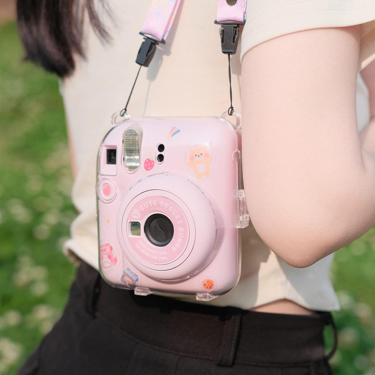 Thumbnail 6 de Rieibi Clear Case for Fuji Instax Mini 12 (Pink) with Carrying Case, Strap & Sticker