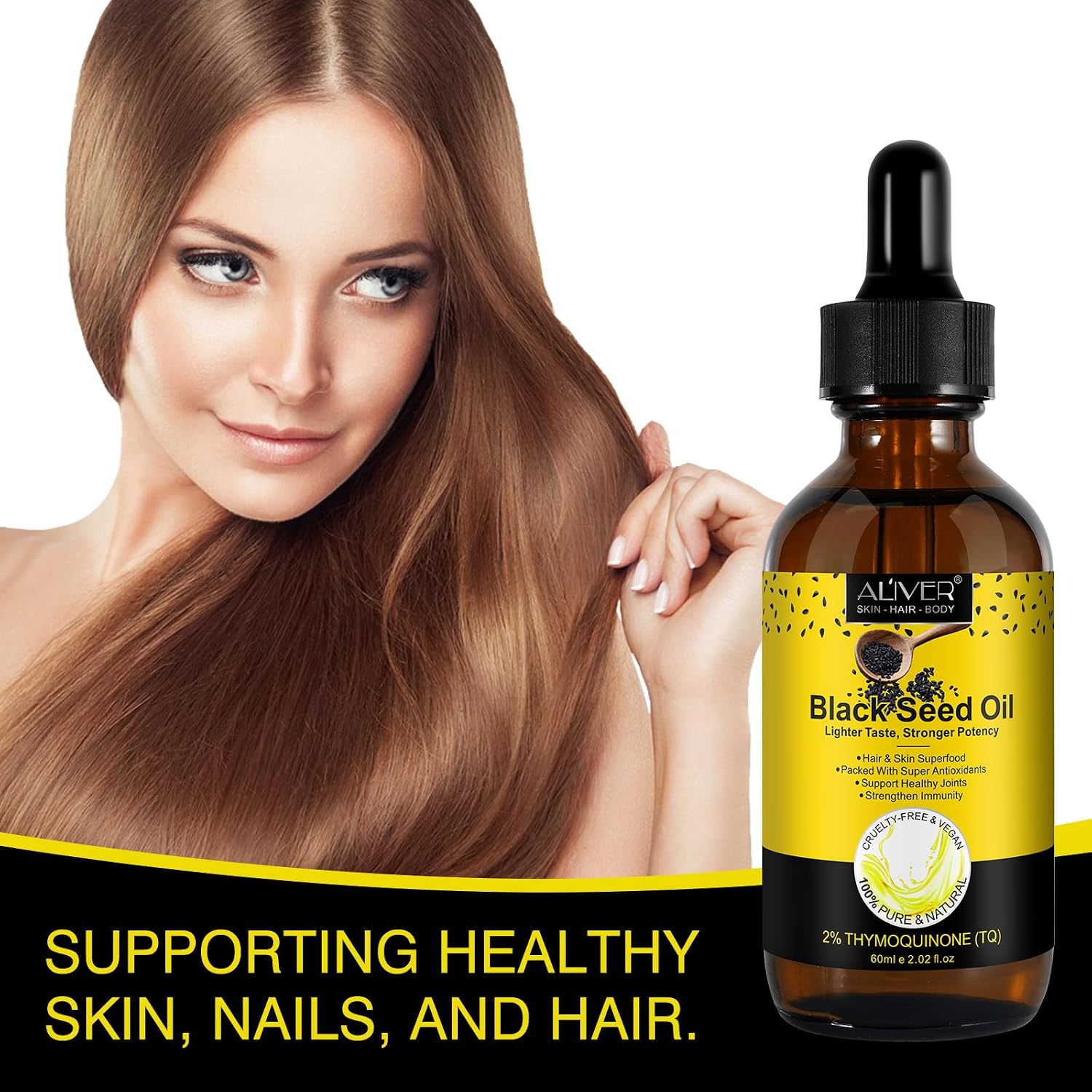 Detalle 1 de Valleylux Black Seed Oil, 60 mL Cold-Pressed Carrier Oil with Glass Dropper