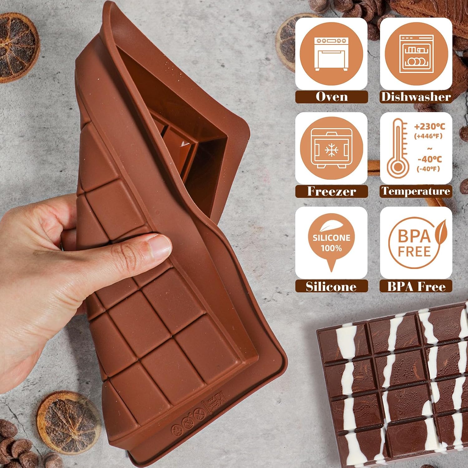 Detalle de Kamehame Deep Chocolate Bar Moulds Silicone – 2 Large Deep Moulds