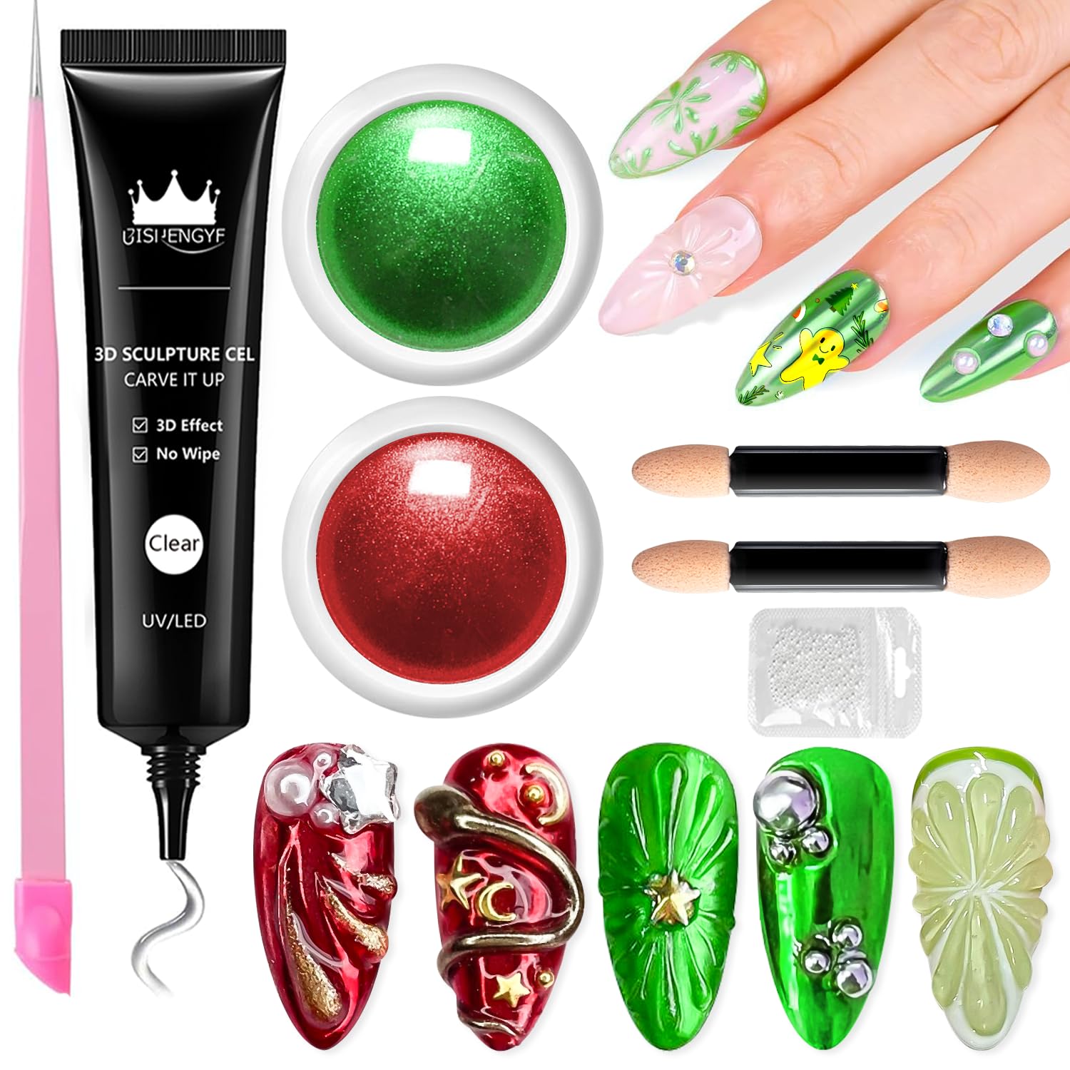Detalle de BISHENGY Color Chrome Nagel-Powder-Set 2 Farben