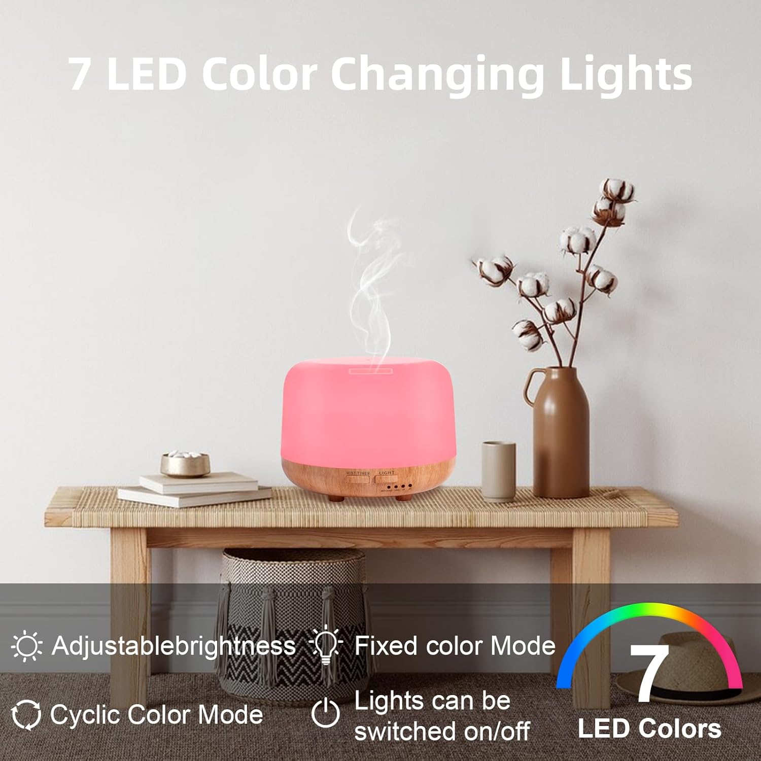 Detalle de 300ML essential oil diffuser with remote