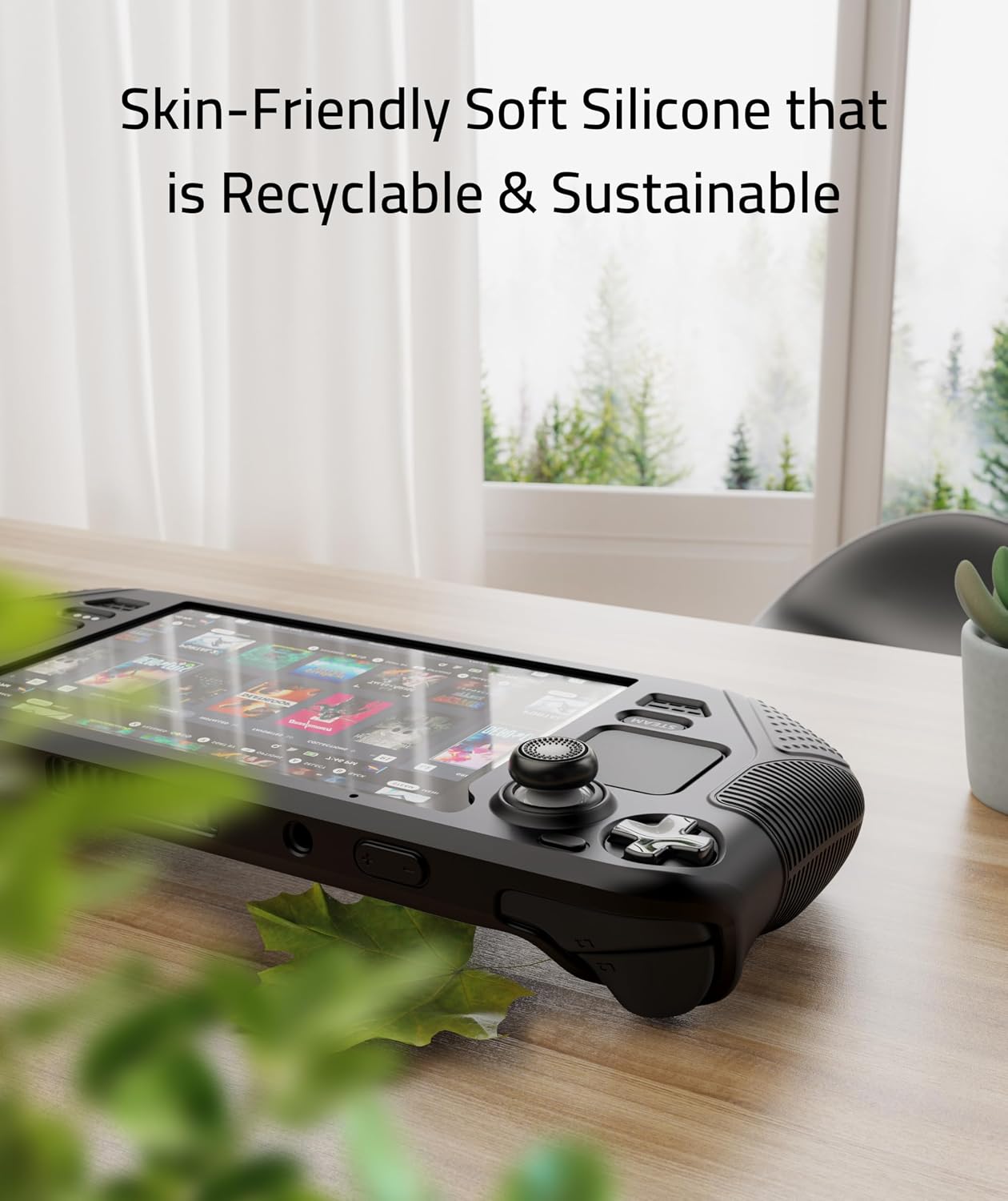 Detalle de Syntech Protective Case for Steam Deck OLED/LCD Accessories Console (Silicone, Non-Slip Thumb Grips) - Black