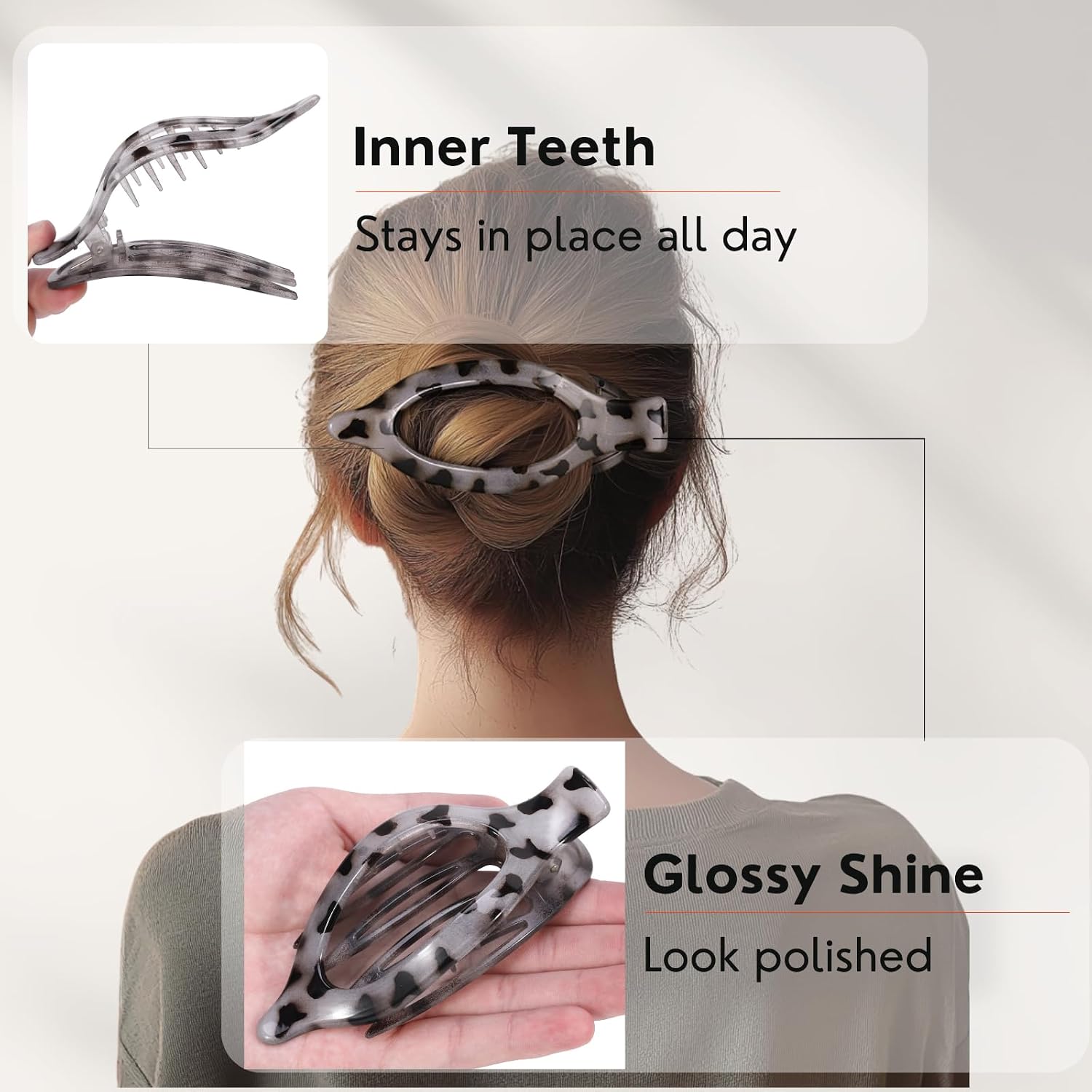 Detalle de Flat Tortoiseshell Hair Clips, 8-Pack