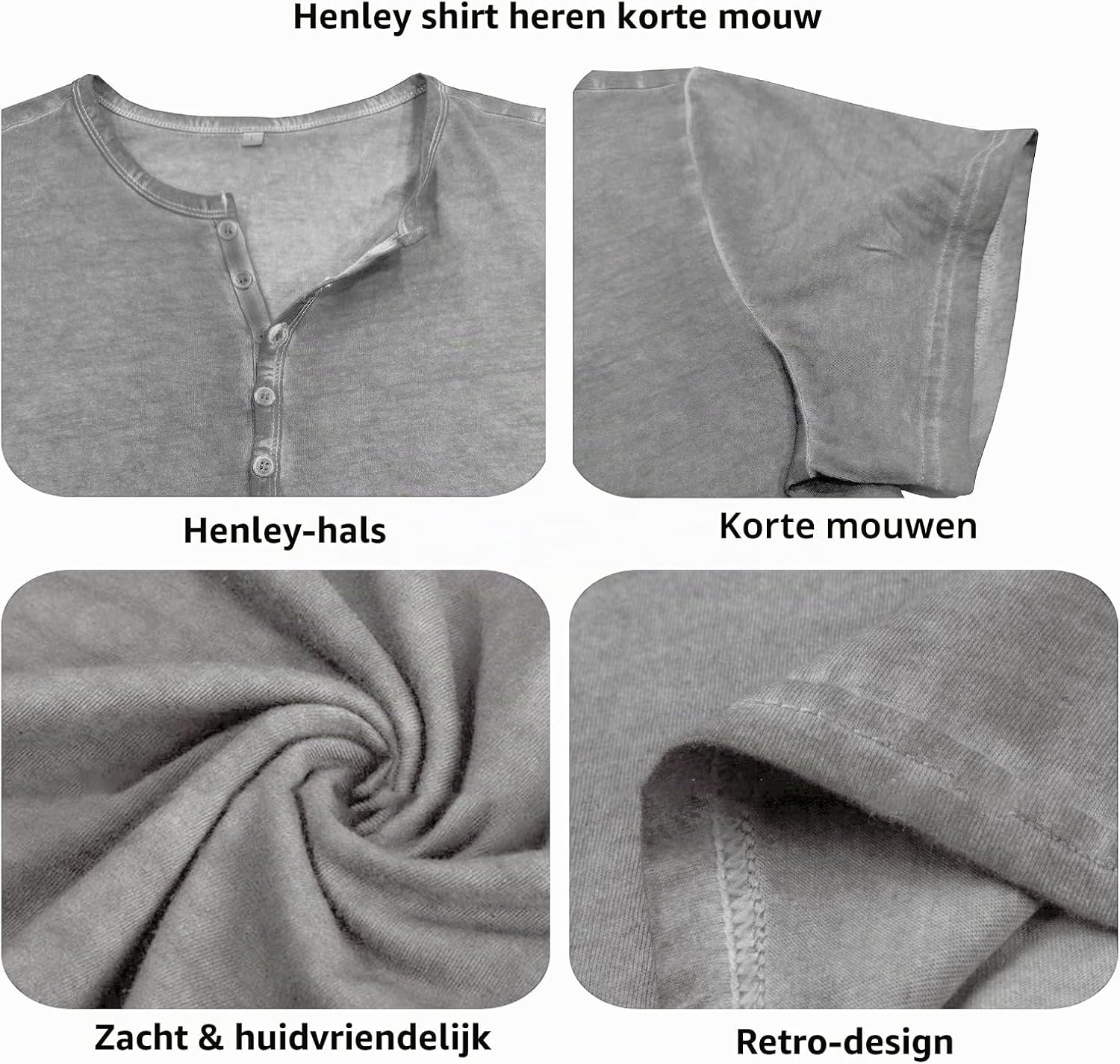 Detalle 2 de LAOARA Henley T-shirt voor heren met V-hals, knoopsluiting en katoen