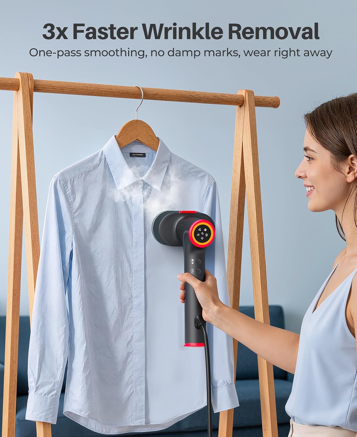 Detalle de Purivanta T60 PRO Vacuum Garment Steamer, 3500/4500Pa Suction, 90° Rotating Head