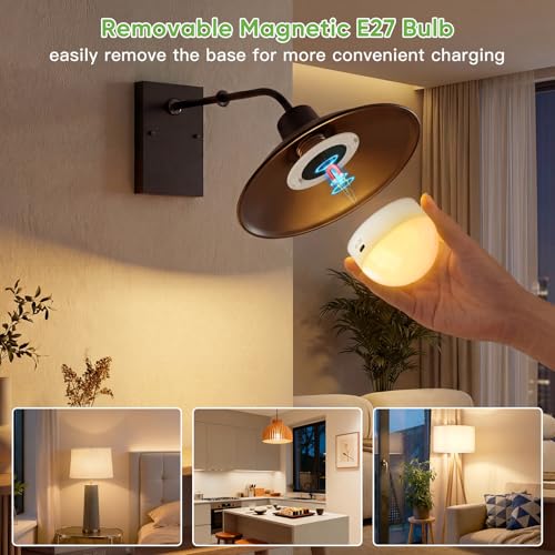 Thumbnail 2 de Kimjo Bombilla Recargable E27 con Control Remoto (Juego de 2) – Luz portátil, 3 temperaturas y batería integrada