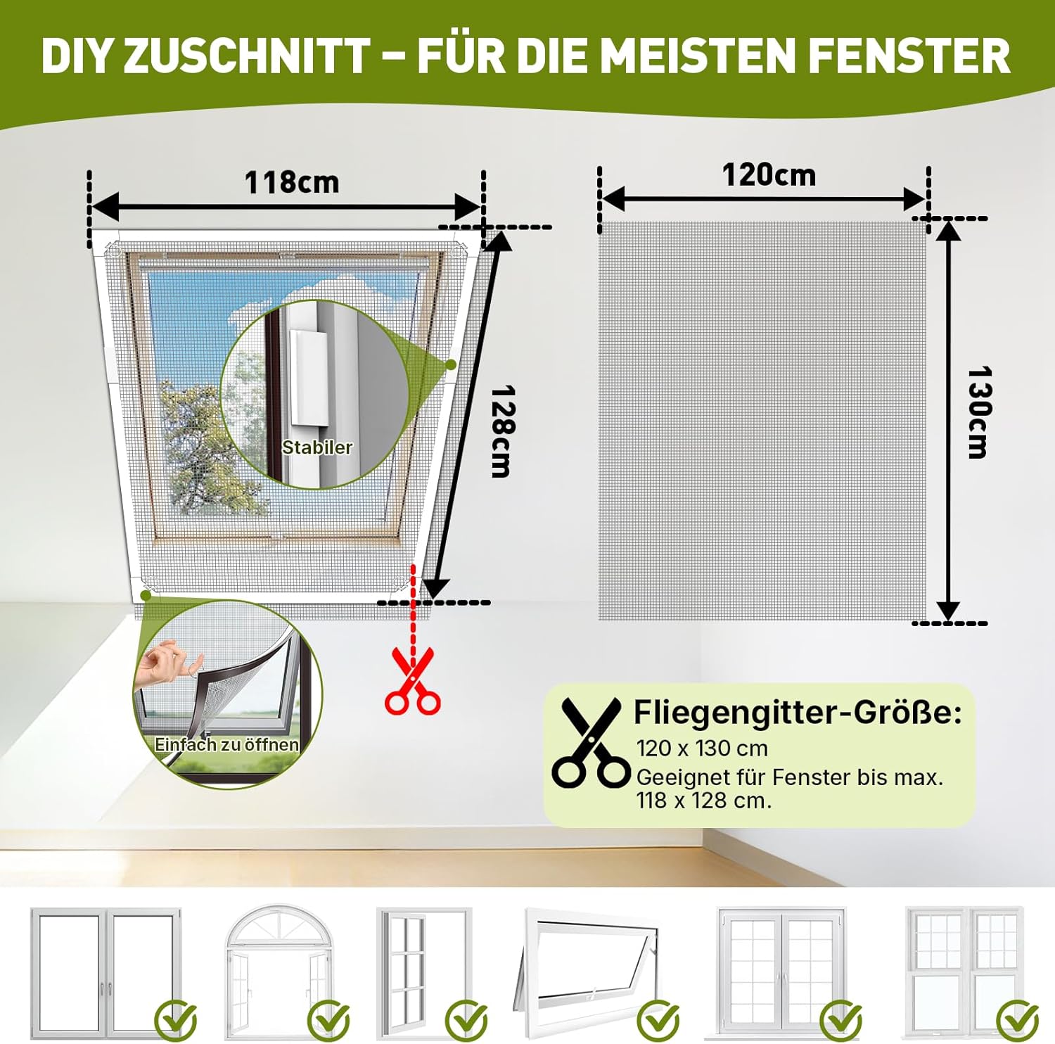 Thumbnail 5 de MLEJU Fliegengitter Fenster Magnet – insektenschutz magnetisch, zuschneidbar bis 120 x 130 cm, ohne Bohren