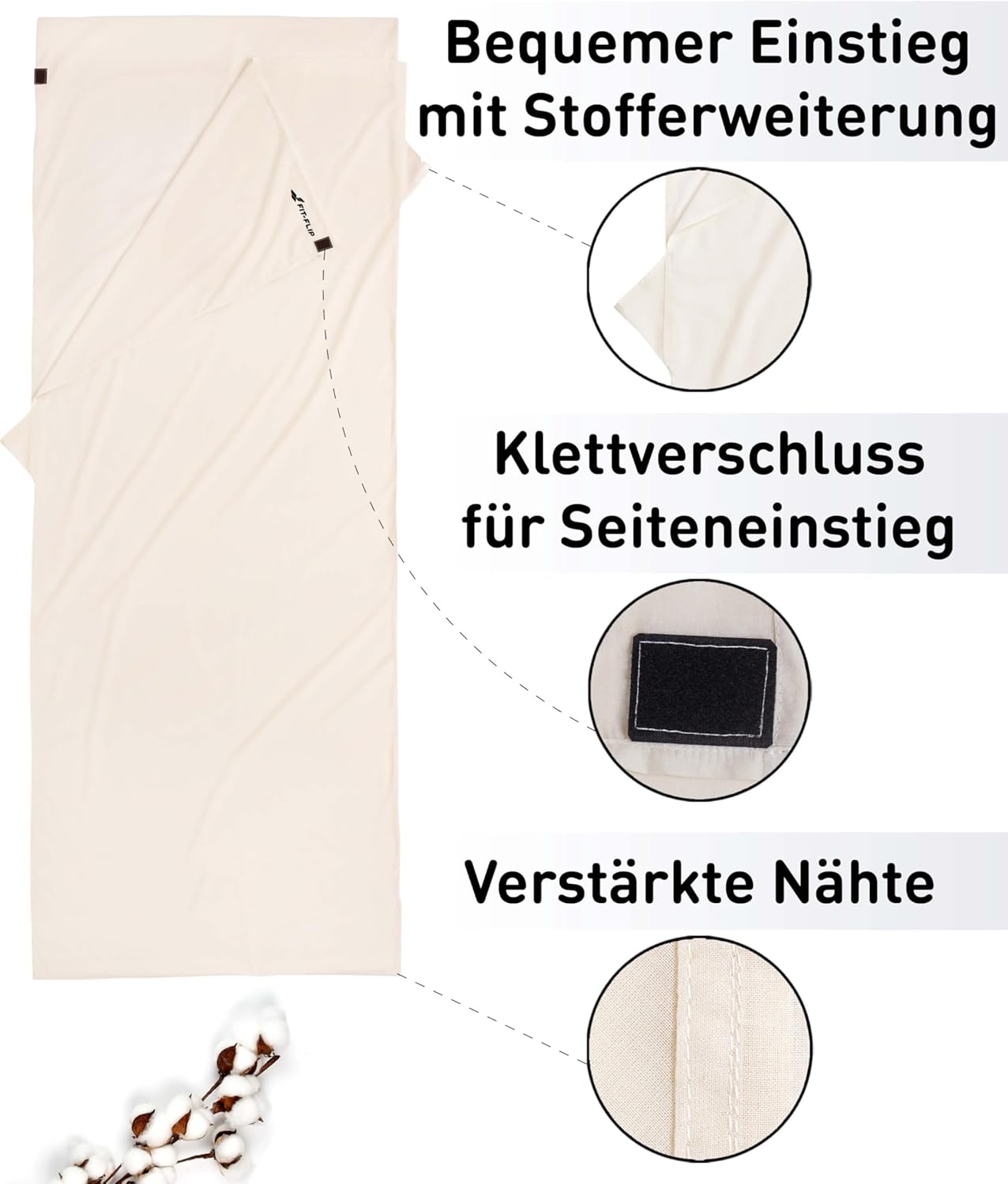 Detalle de Schlafsack-Inlett 220 x 90 cm Fit-Flip