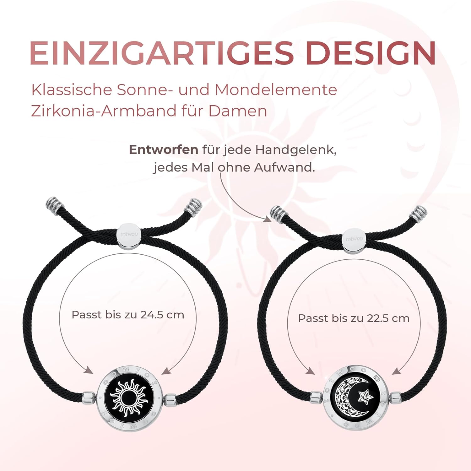 Thumbnail 3 de TOTWOO Bracciali per coppie con collegamento Bluetooth, luci e vibrazione tramite app in acciaio 316L