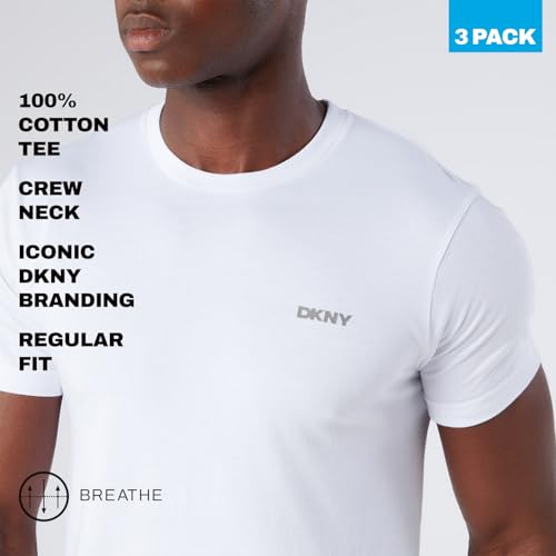 Detalle de DKNY Giants 3-Pack T-Shirts – Black, White & Grey (Slim Fit)