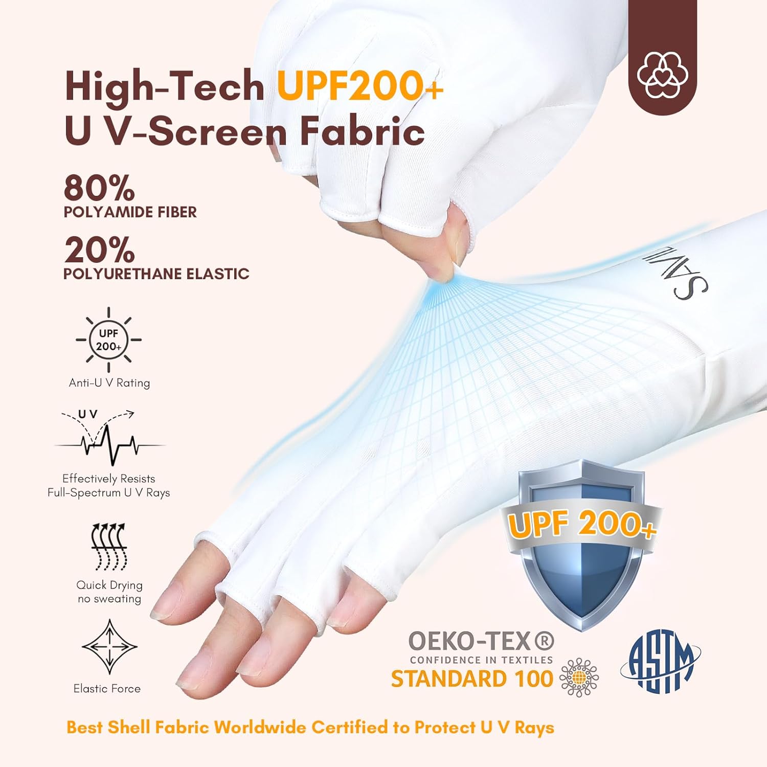 Thumbnail 6 de Saviland U V Shield Handschuhe für Nägel – fingerlose UPF-200+ UV-Schutz-Handschuhe