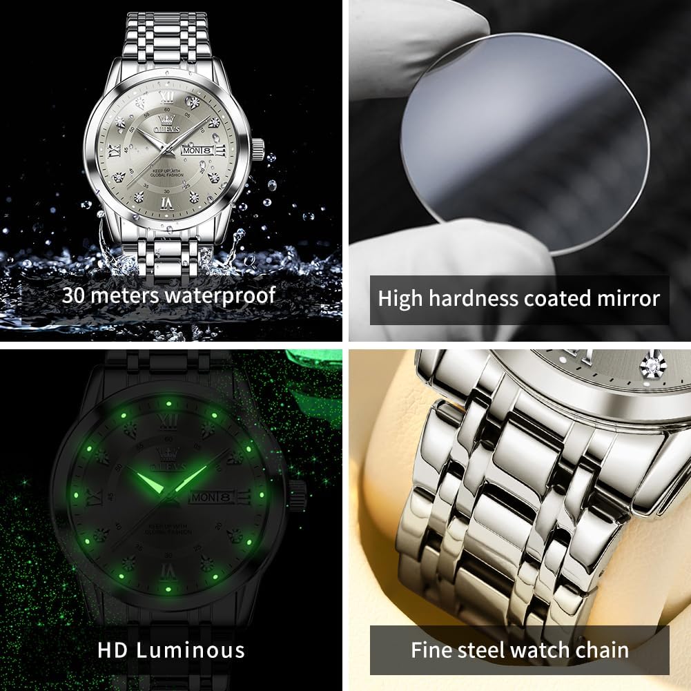 Thumbnail 5 de OLEVS Montres Hommes Diamant 30M