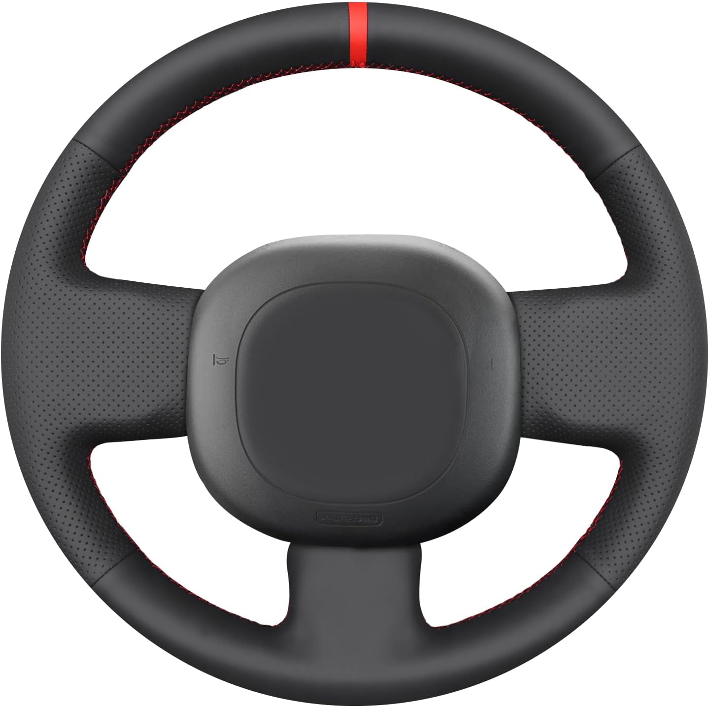 Detalle de MEWANT coprivolante in pelle microfibra per Fiat Panda (2012-2024) – cucito a mano, senza tasto multifunzione