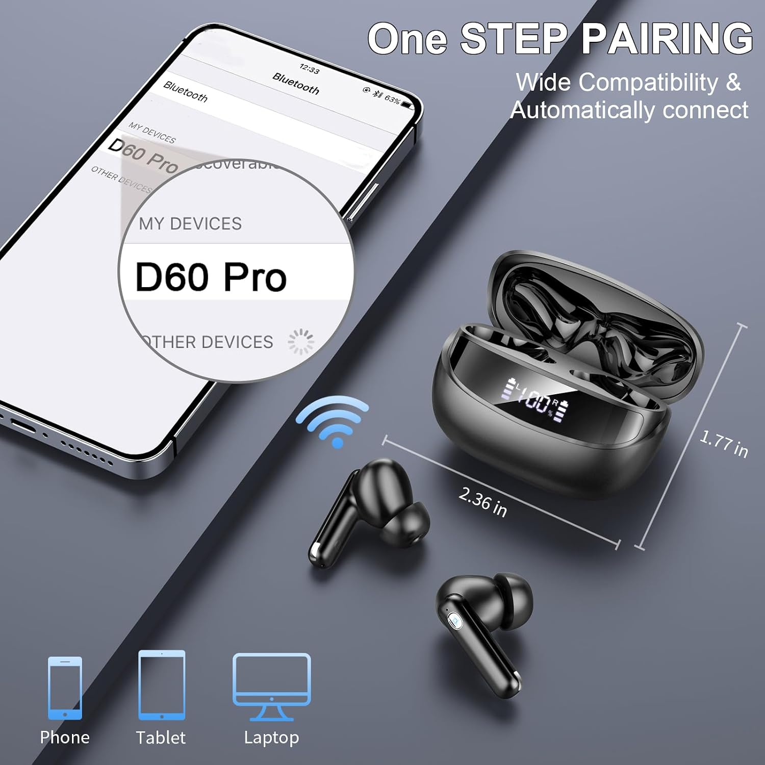 Detalle de Nerunsa Nuovo 2026: Cuffie Bluetooth 5.4 in Ear, 50 Ore di Autonomia, Earbuds HiFi e IPX7