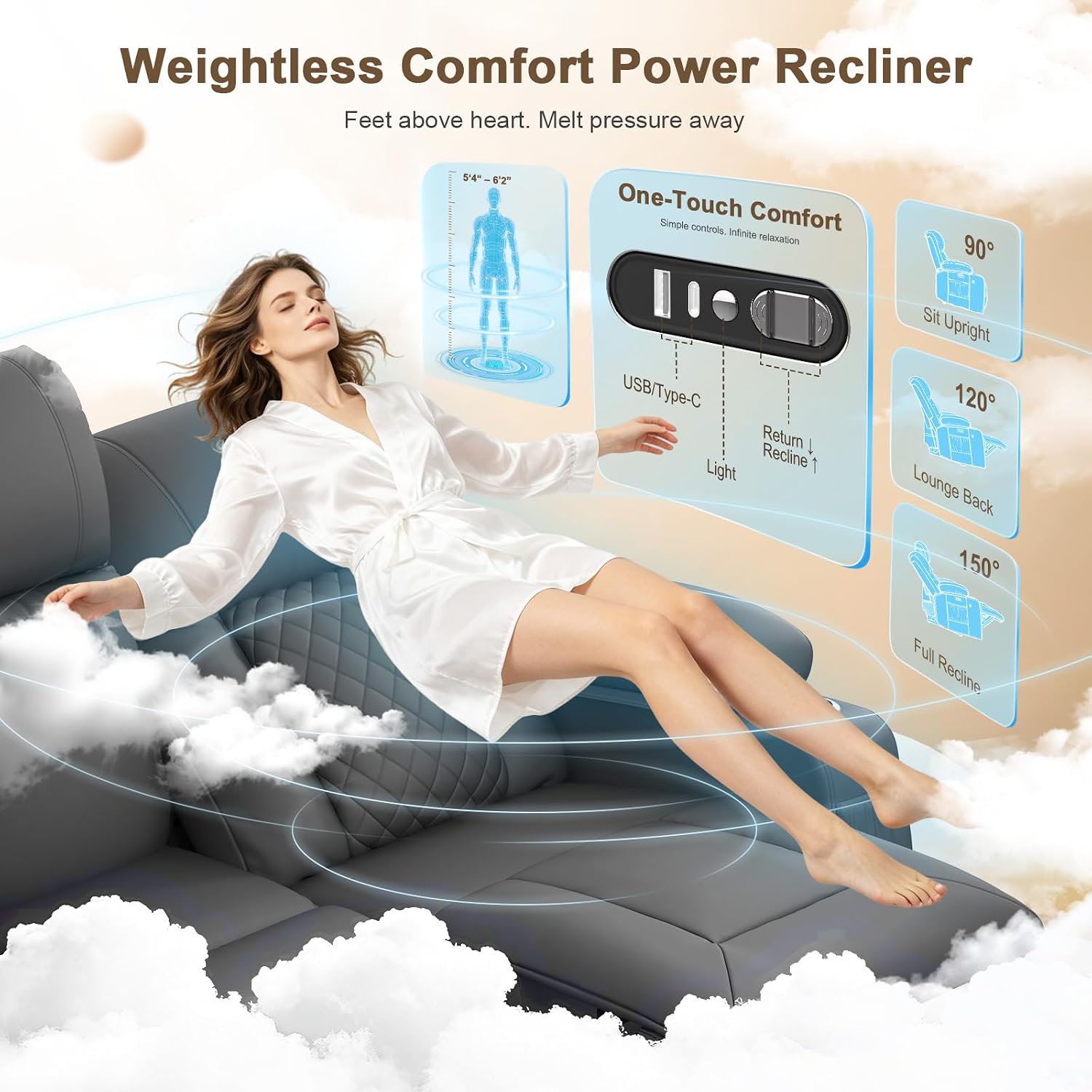 Thumbnail 2 de MOSGAT 166-MO-RC Power Reclining Loveseat with USB Ports and Cup Holders