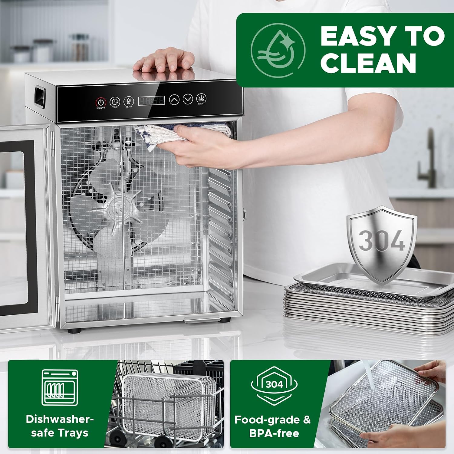 Detalle 2 de Kwasyo LT-17 Food Dehydrator, 12 Trays, 30–90°C Control and 24-Hour Timer