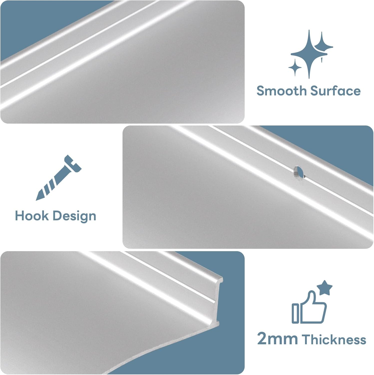 Thumbnail 2 de Orechic Heavy-Duty Aluminum Door Rain Drip Guard (52" x 4" x 0.8"), Extra-Wide 4" Coverage in Silver