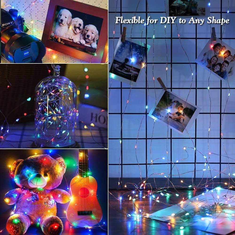 Detalle de Joomer Solar String Lights Outdoor (2 Pack, 80FT total, 240 LEDs) – Waterproof garden fairy lights with 8 modes