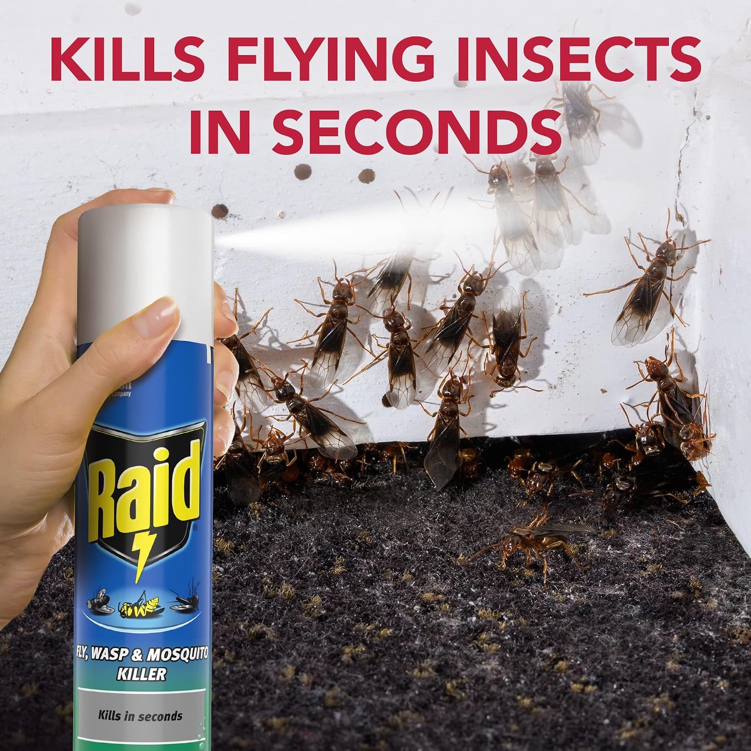 Thumbnail 1 de Raid Fly, Wasp & Mosquito Killer with Eucalyptus Aroma Oil (6 x 300ml) – Indoor Use