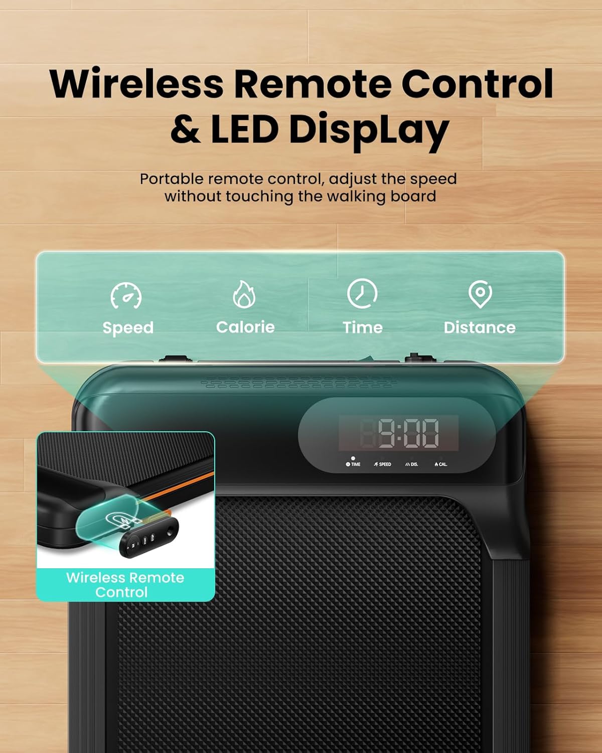 Detalle 1 de Abonow 3000W Under-Desk Walking Pad, 8% Manual Incline, LED Display
