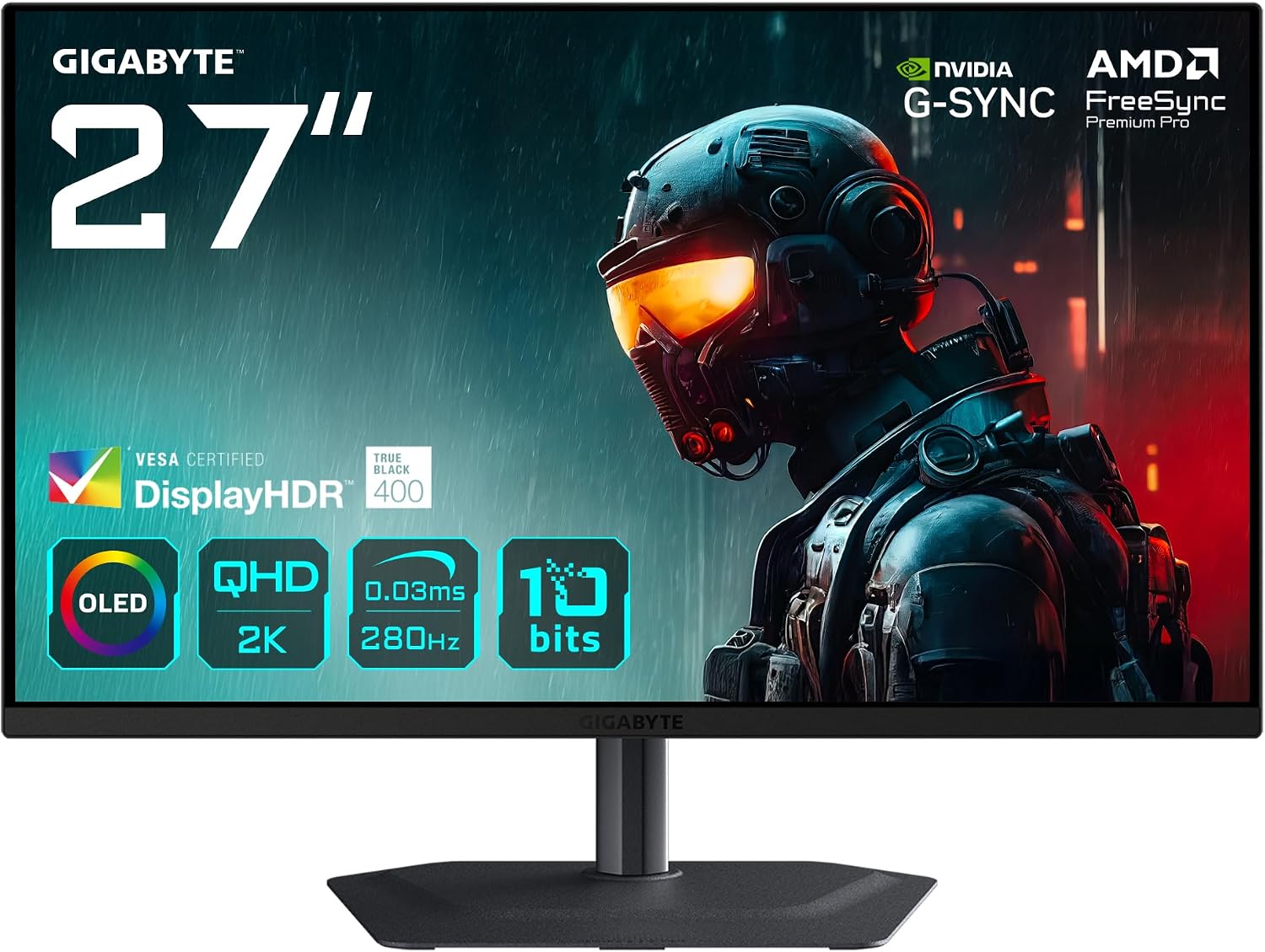 Detalle de Gigabyte MO27Q2A 27" OLED Gaming-Monitor – 2560×1440, 280 Hz, 0,03 ms