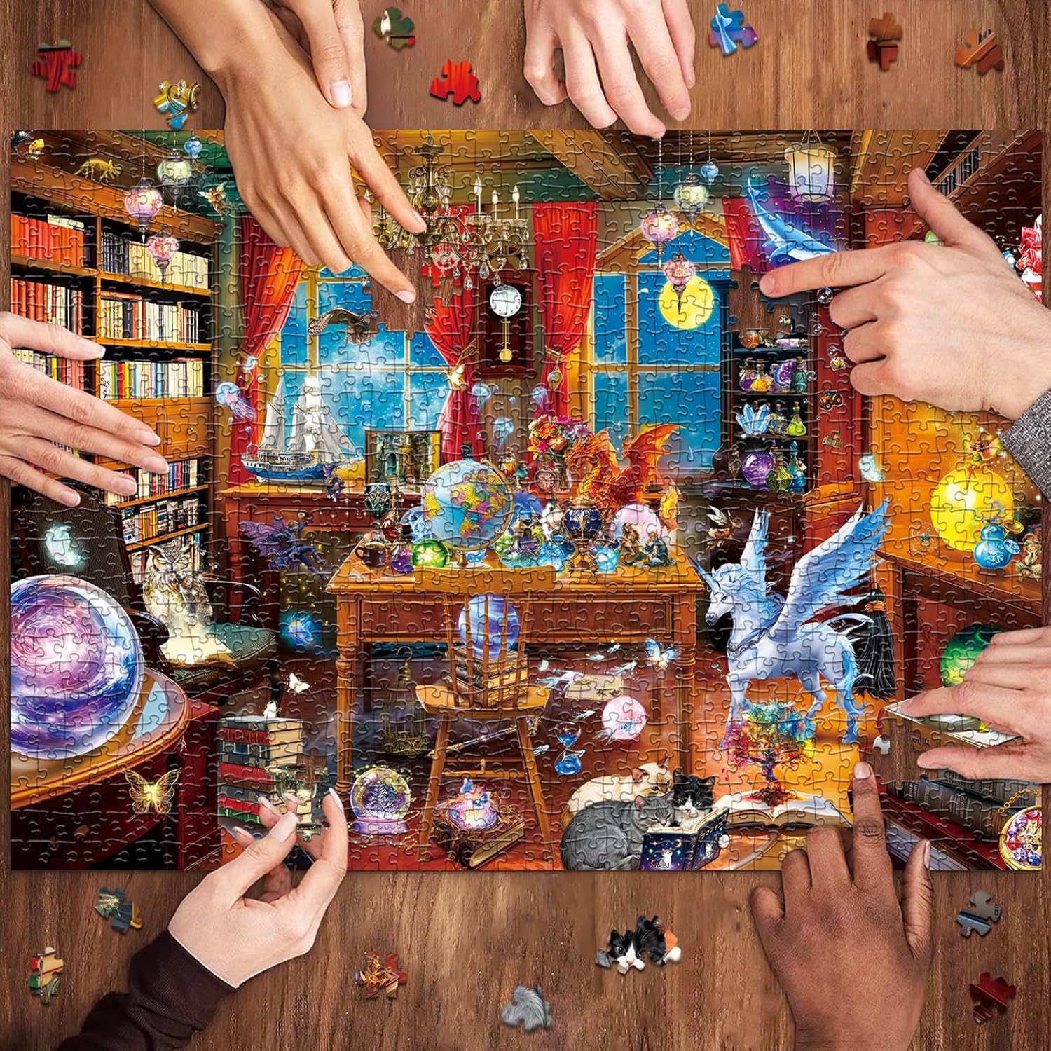 Detalle de HUADADA 1000-Piece Jigsaw Puzzle for Adults: Magical Wizard Study