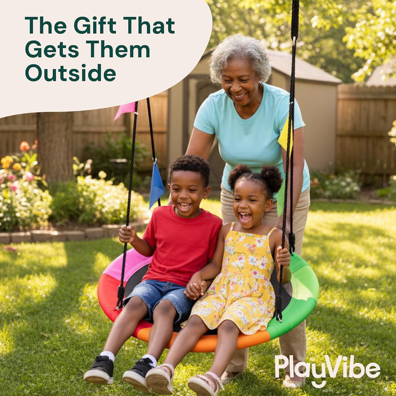 Thumbnail 4 de PLAYVIBE 40" Saucer Swing 440 lb Capacity