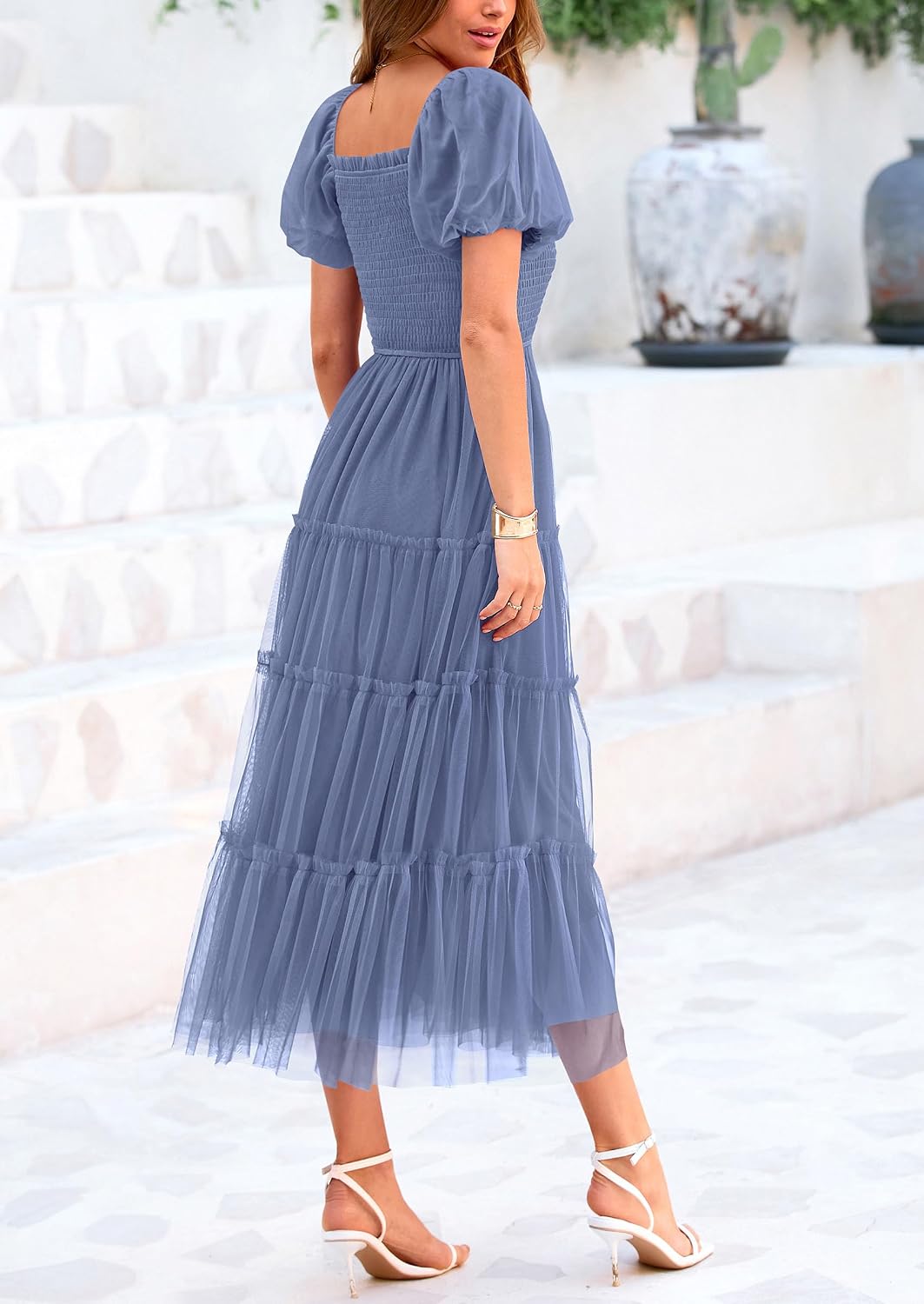 Thumbnail 6 de PRETTYGARDEN Smocked Midi Tulle Dress 2026