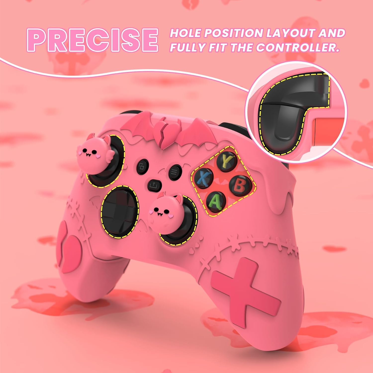 Detalle de PlayVital Gothic Imp Silicone Skin for Xbox Series X & S Controller (Peach Pink)