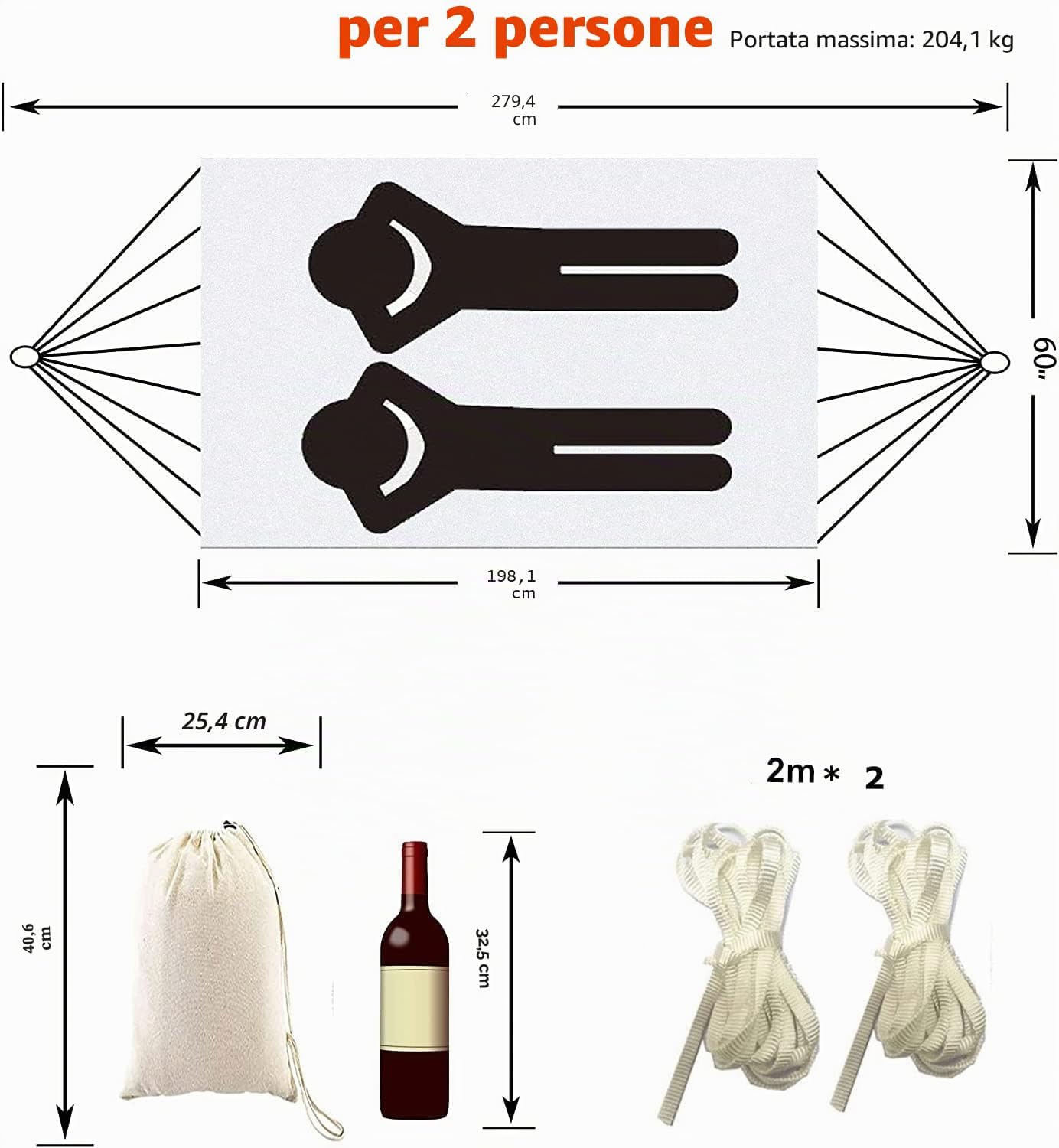 Thumbnail 2 de Amaca da Giardino Sospesa Doppia in Cotone con Frange – Brasiliana, Portatile per Spiaggia e Patio