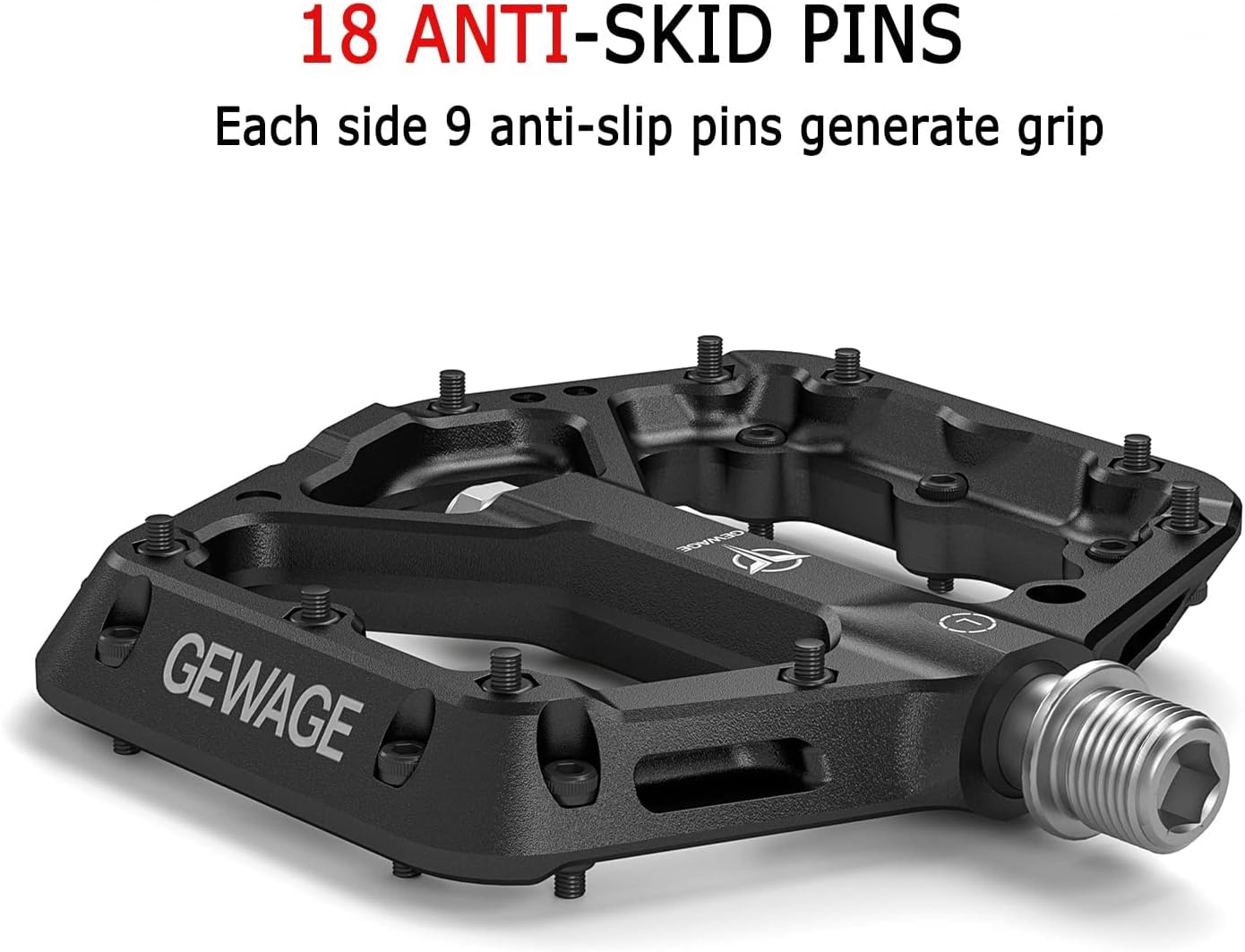 Thumbnail 2 de GEWAGE Pédales VTT 9/16" en nylon composite et acier CR-MO – plates antidérapantes