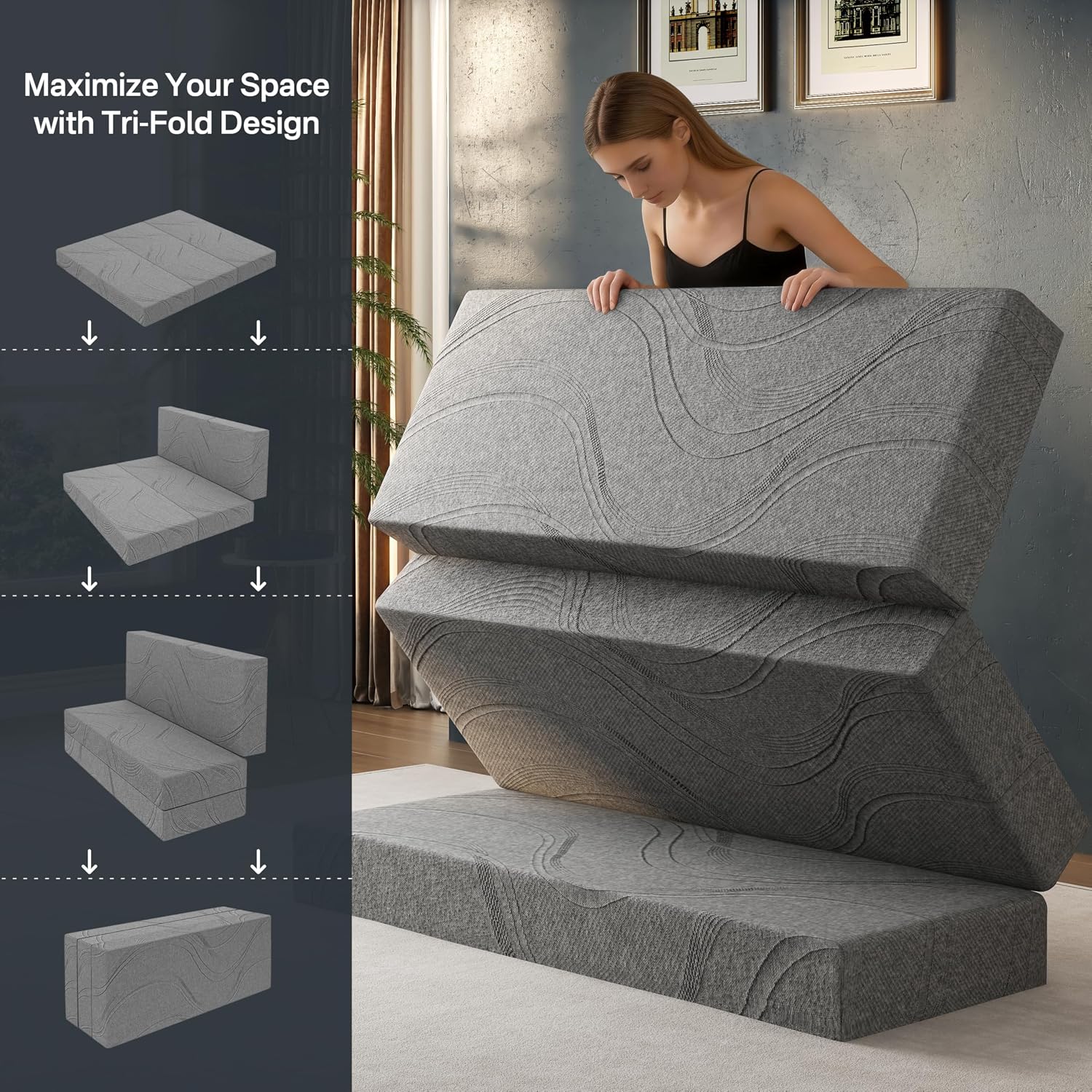 Thumbnail 6 de Fancylion 6-Inch Folding Memory Foam Mattress Topper—Queen Size