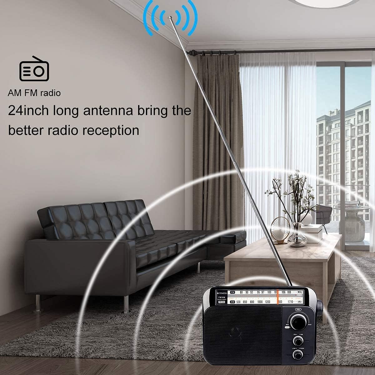 Thumbnail 1 de Retekess TR604 AM/FM Radio with Large Dial, Dual Power, and Earphone Jack