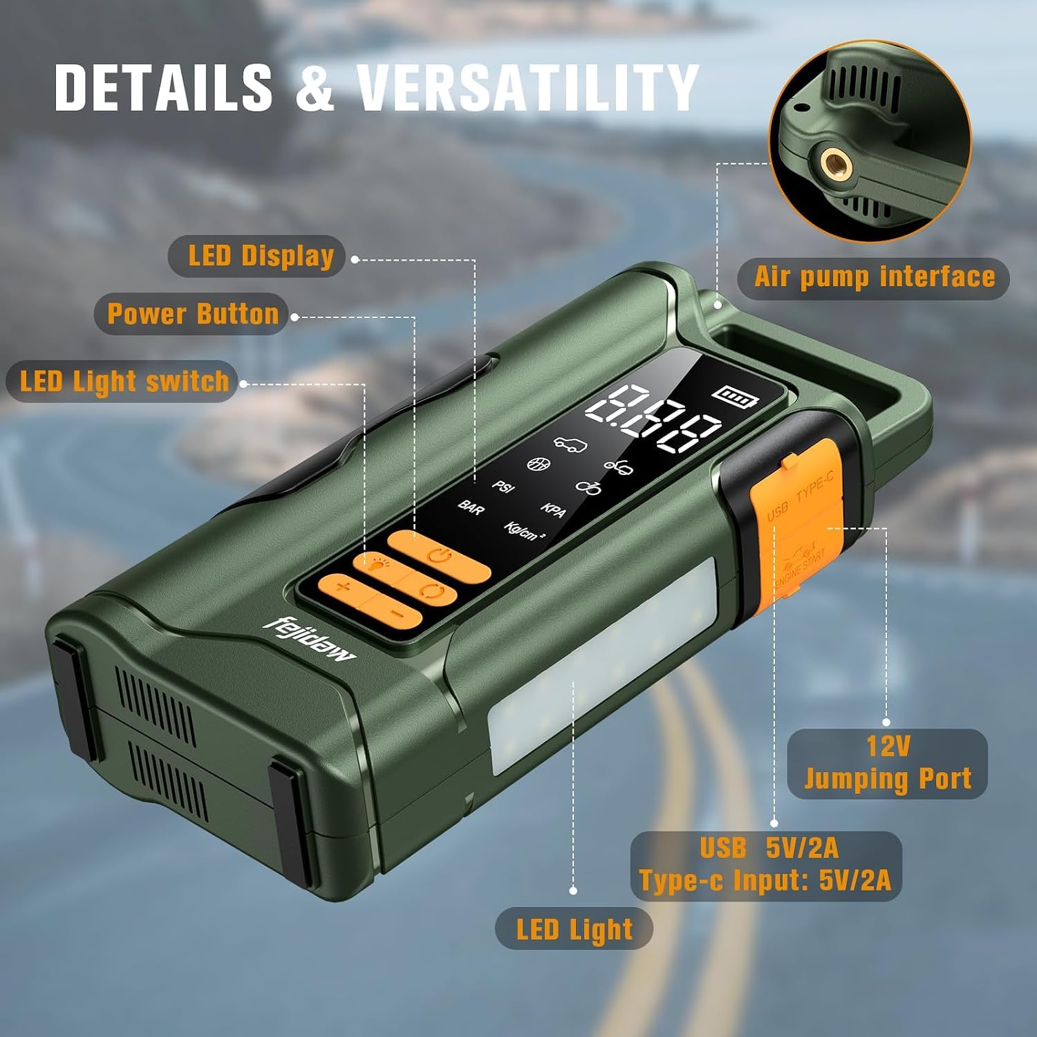 Detalle 1 de Jump Starter with Air Compressor 6000A