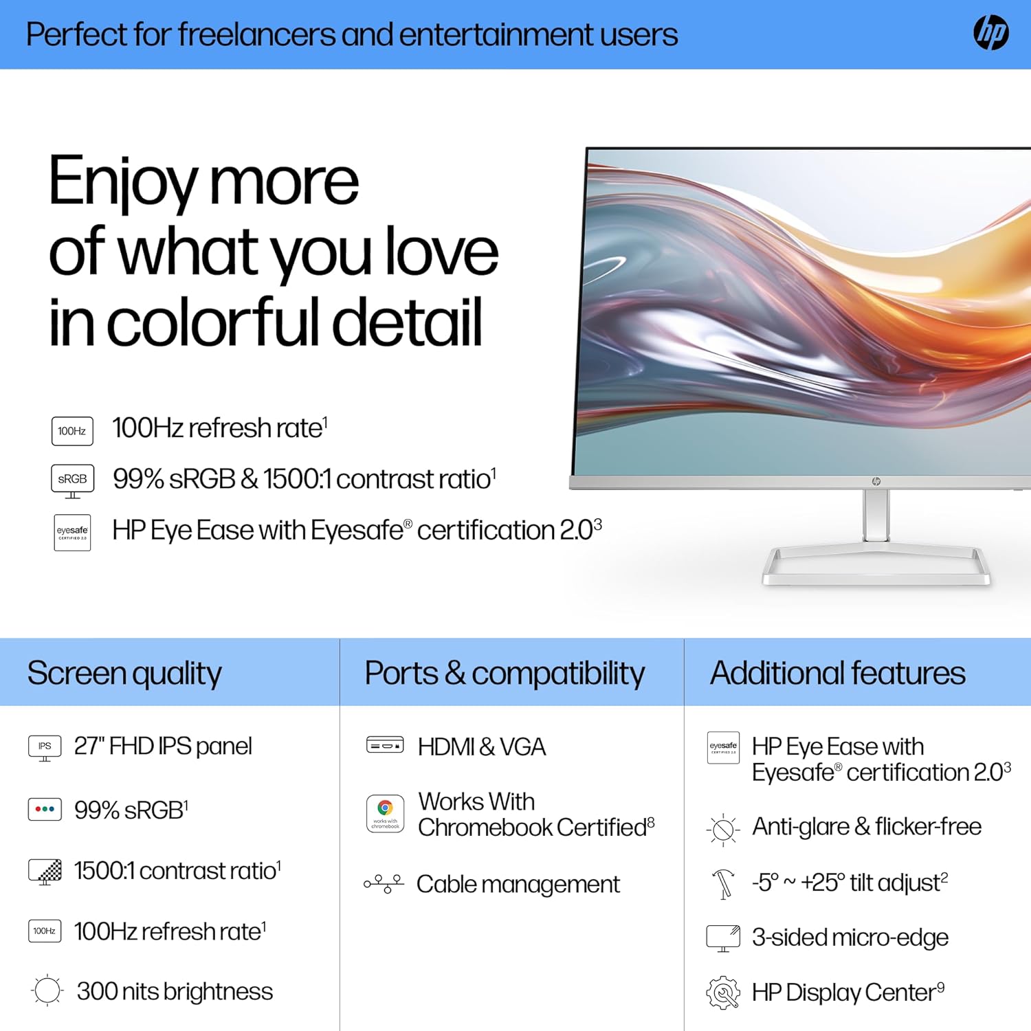 Thumbnail 2 de HP Series 5 27-inch Monitor (FHD IPS, 100 Hz) – 527sw