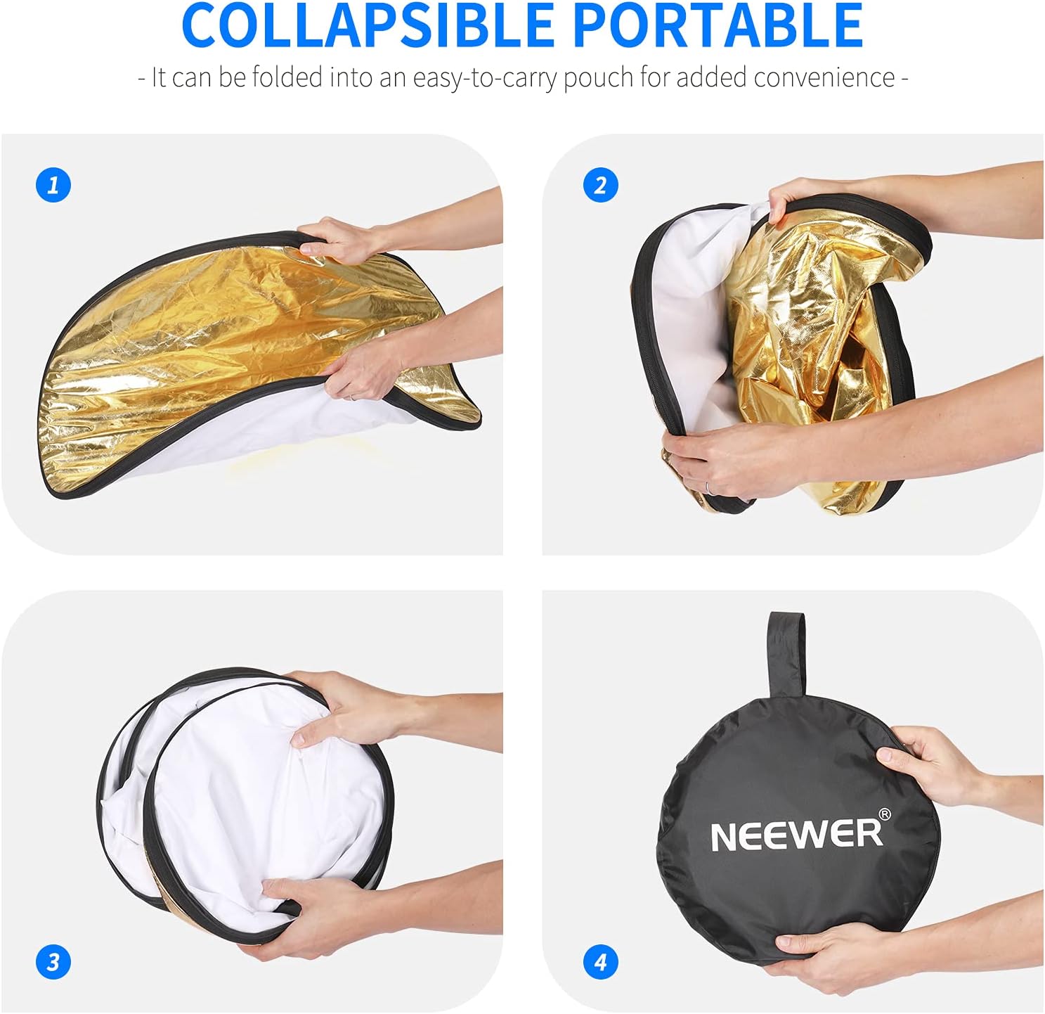 Thumbnail 4 de NEEWER réflecteur 5 en 1 60 x 60 cm (22 pouces) pliable et diffusant