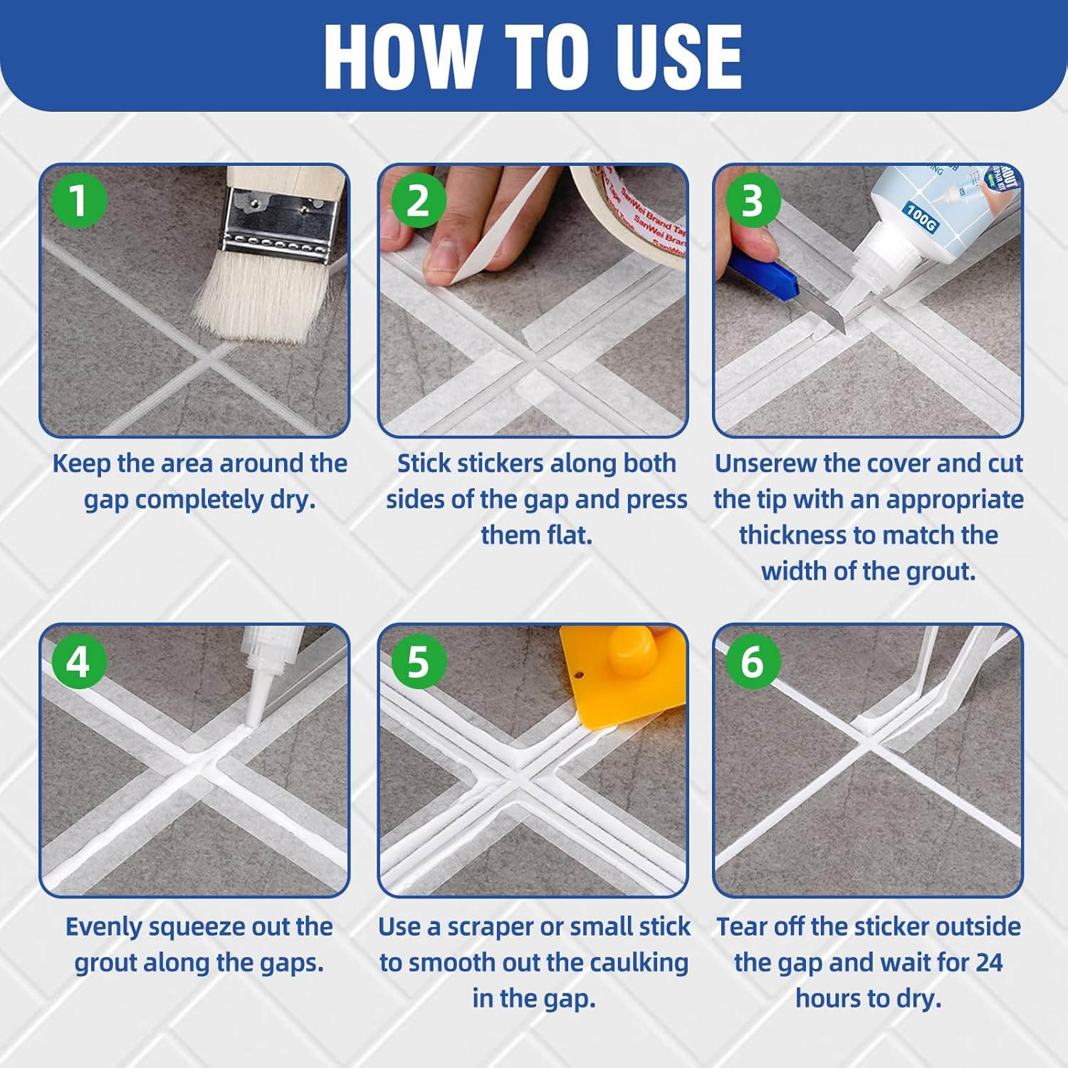 Detalle de Tile Grout Repair Kit 100g grout pen