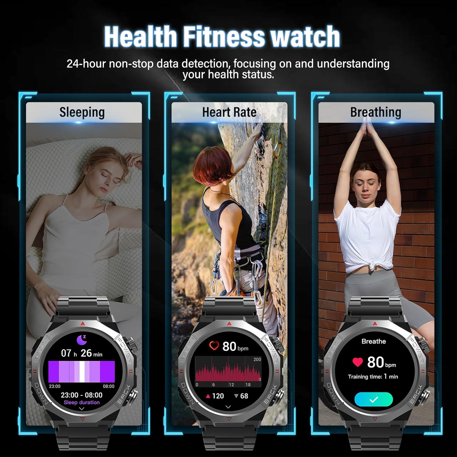 Detalle 2 de Military Smart Watch 1.39" HD, 110+ Sports