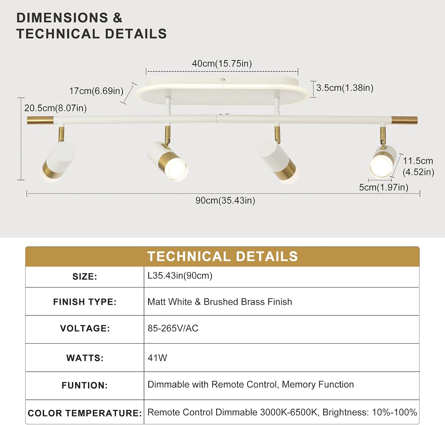 Detalle de Jaycomey LED track lighting, 35.4-inch