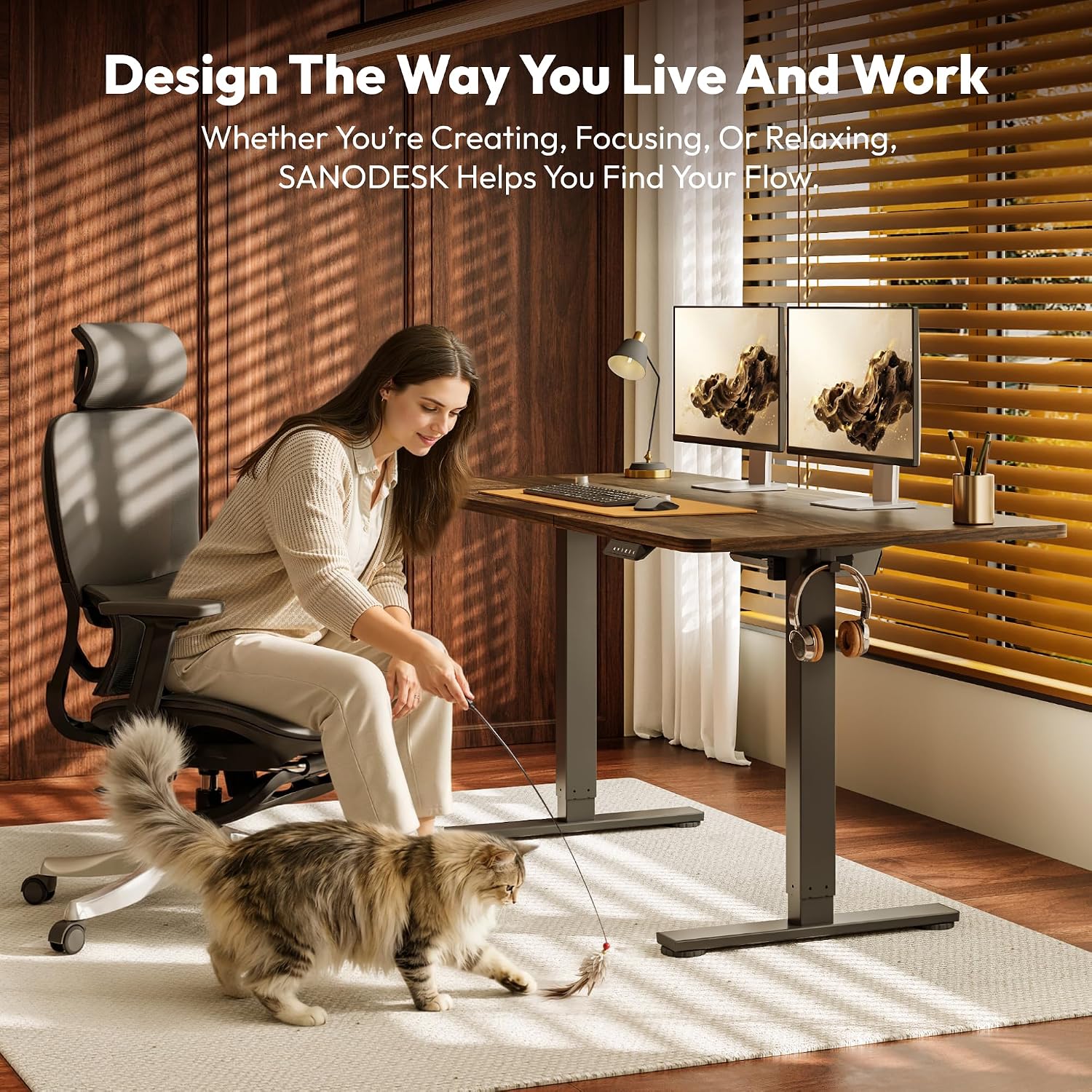 Thumbnail 1 de SANODESK 140 x 60 Electric Standing Desk with Memory Panel and Cable Management