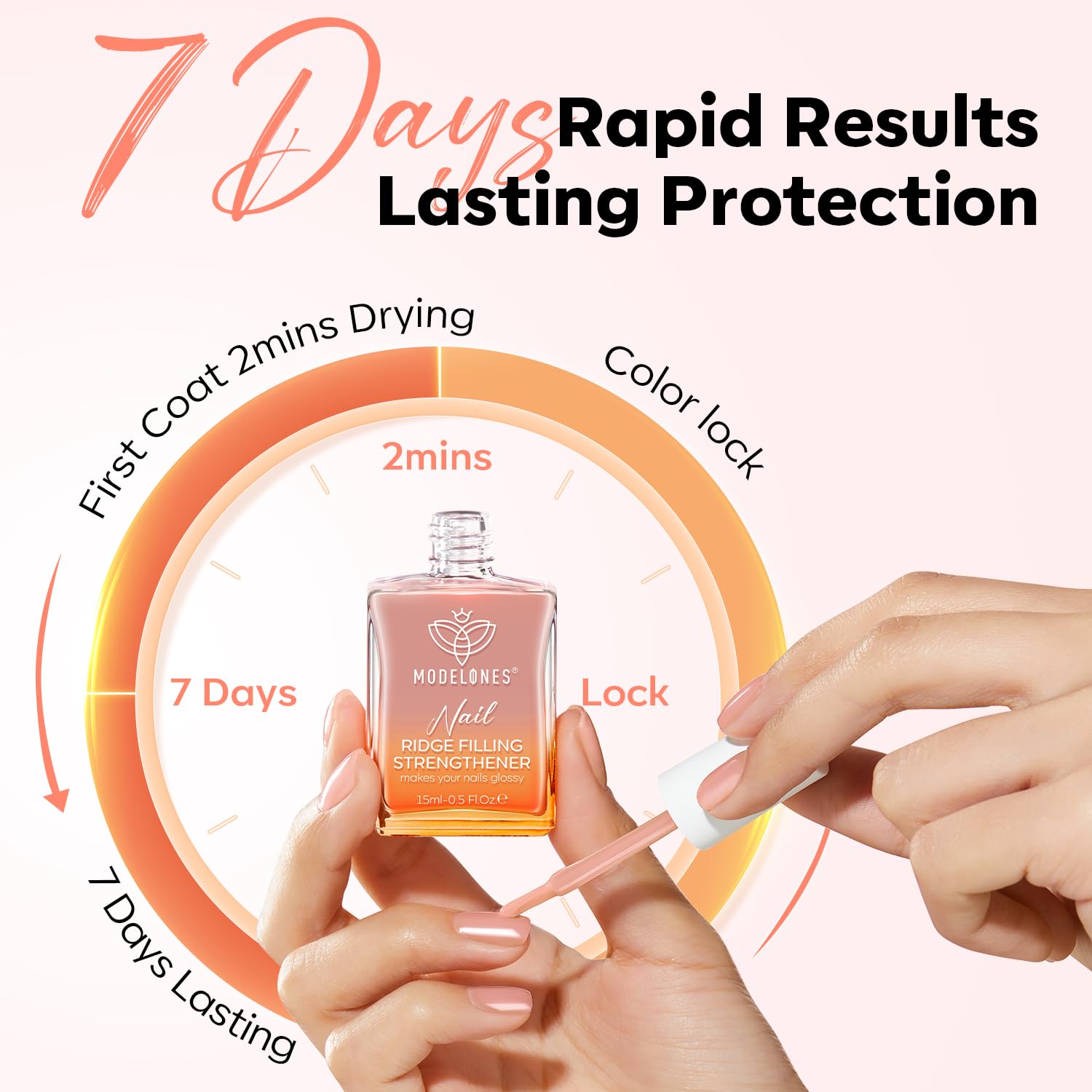 Thumbnail 6 de modelones Nail Strengthener and Growth Extra Strong Nude Polish (15ml) for Damaged Nails