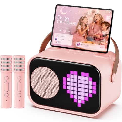 JYX Karaoke D58-T con 2 Microfoni e Altoparlante Bluetooth 5.3 – Rosa