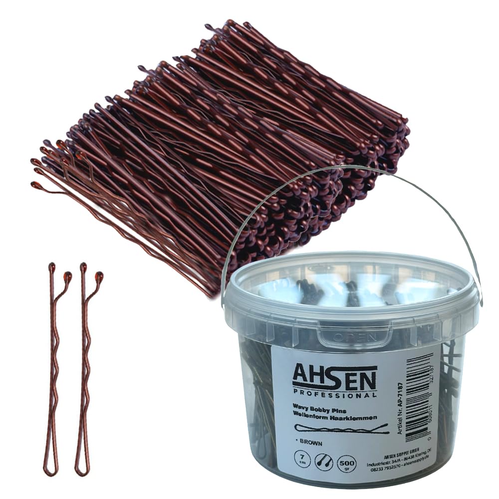 Detalle de Ahsen Professional Wavy U‑Shaped Hair Pins 5 cm Braun – mit Aufbewahrungsbox