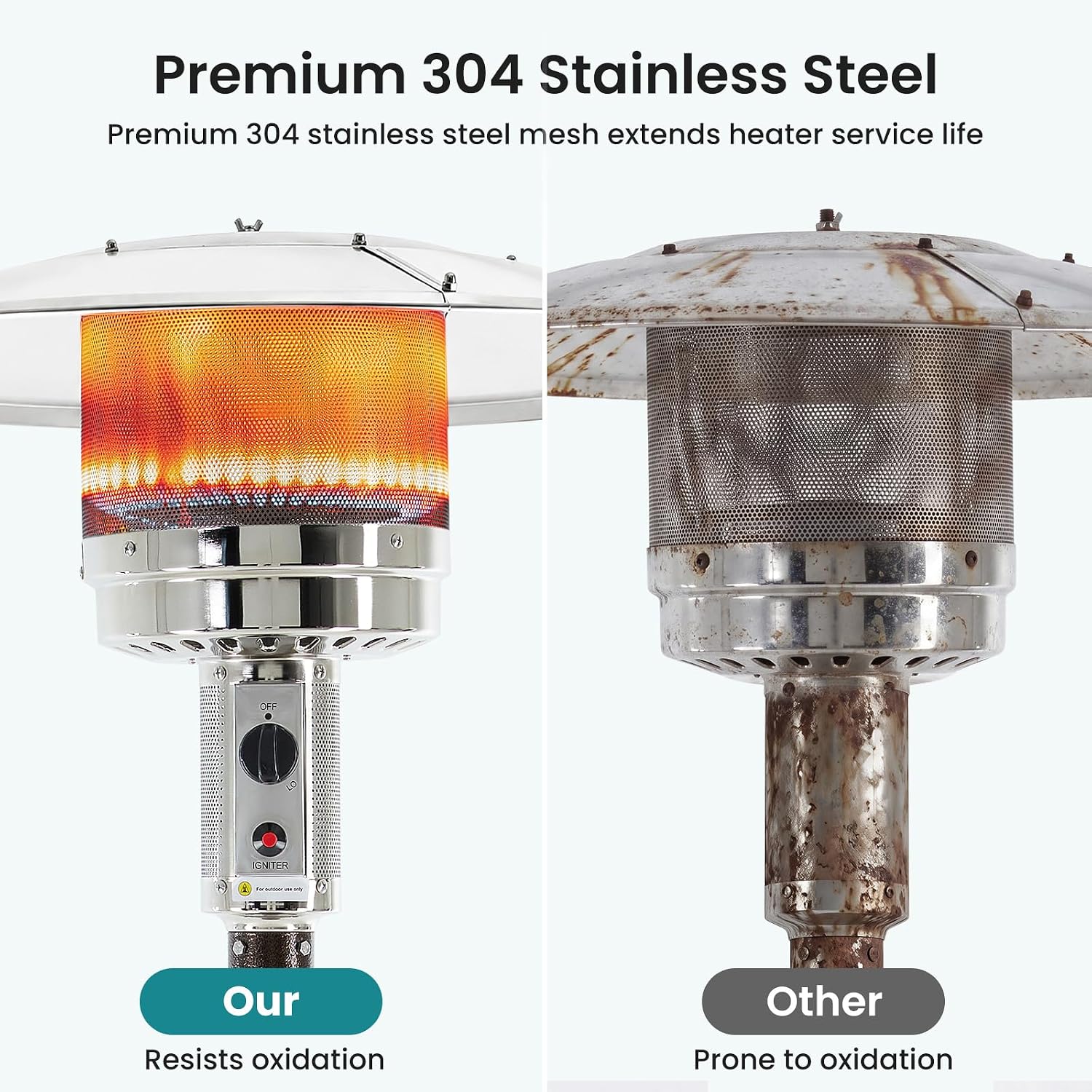 Detalle 1 de Sweetcrispy SW-JRQ-PT01-BN 48,000 BTU Propane Patio Heater with Wheels