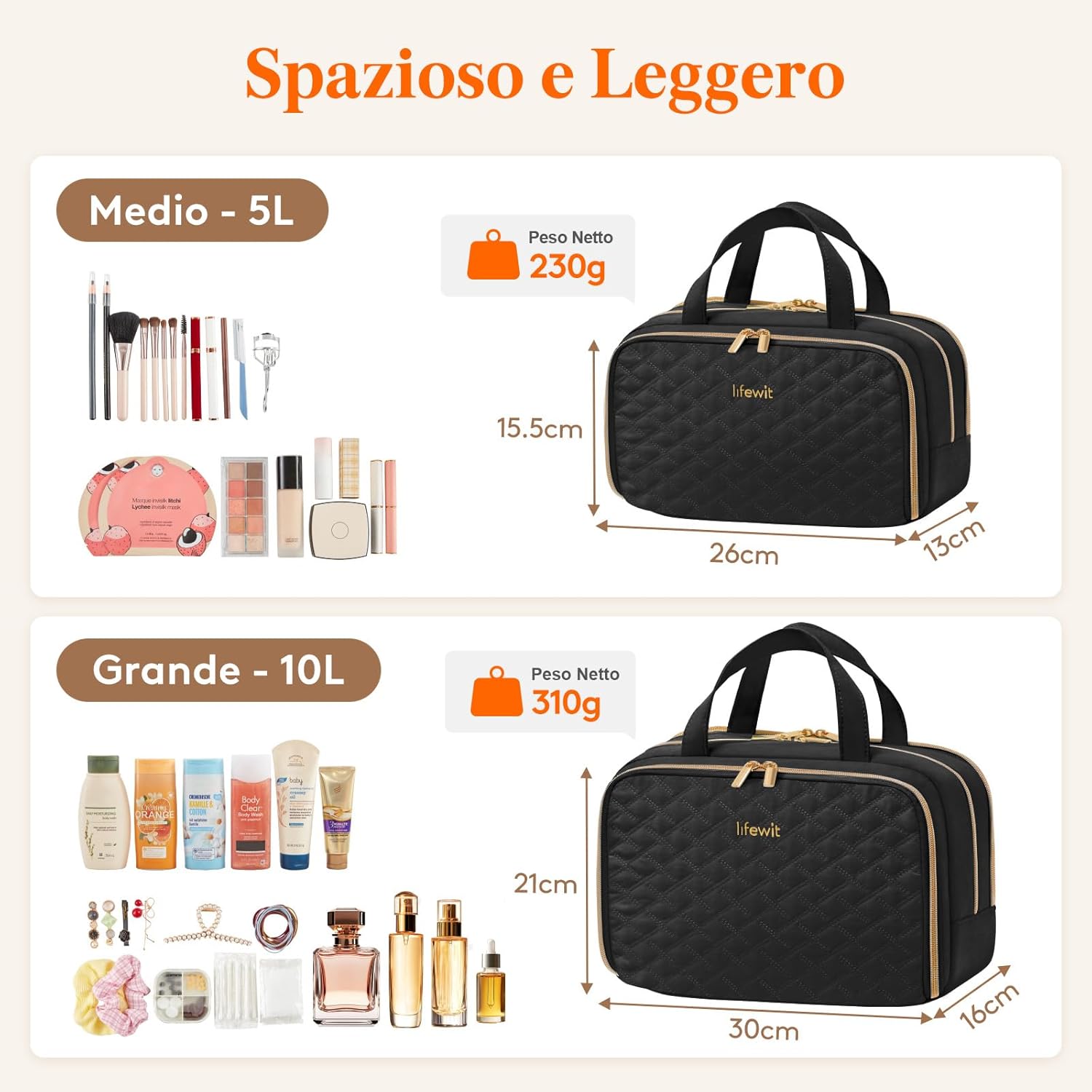 Detalle 2 de Lifewit Beauty Case da Viaggio da Donna: organiser capiente, leggero e versatile