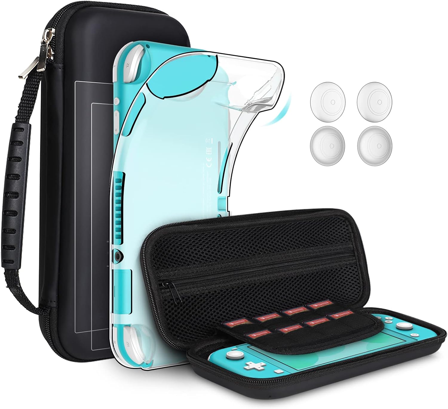 Detalle de GeeRic 8-Pcs Set Carry Case for Switch Lite + Screen Protectors & Accessories