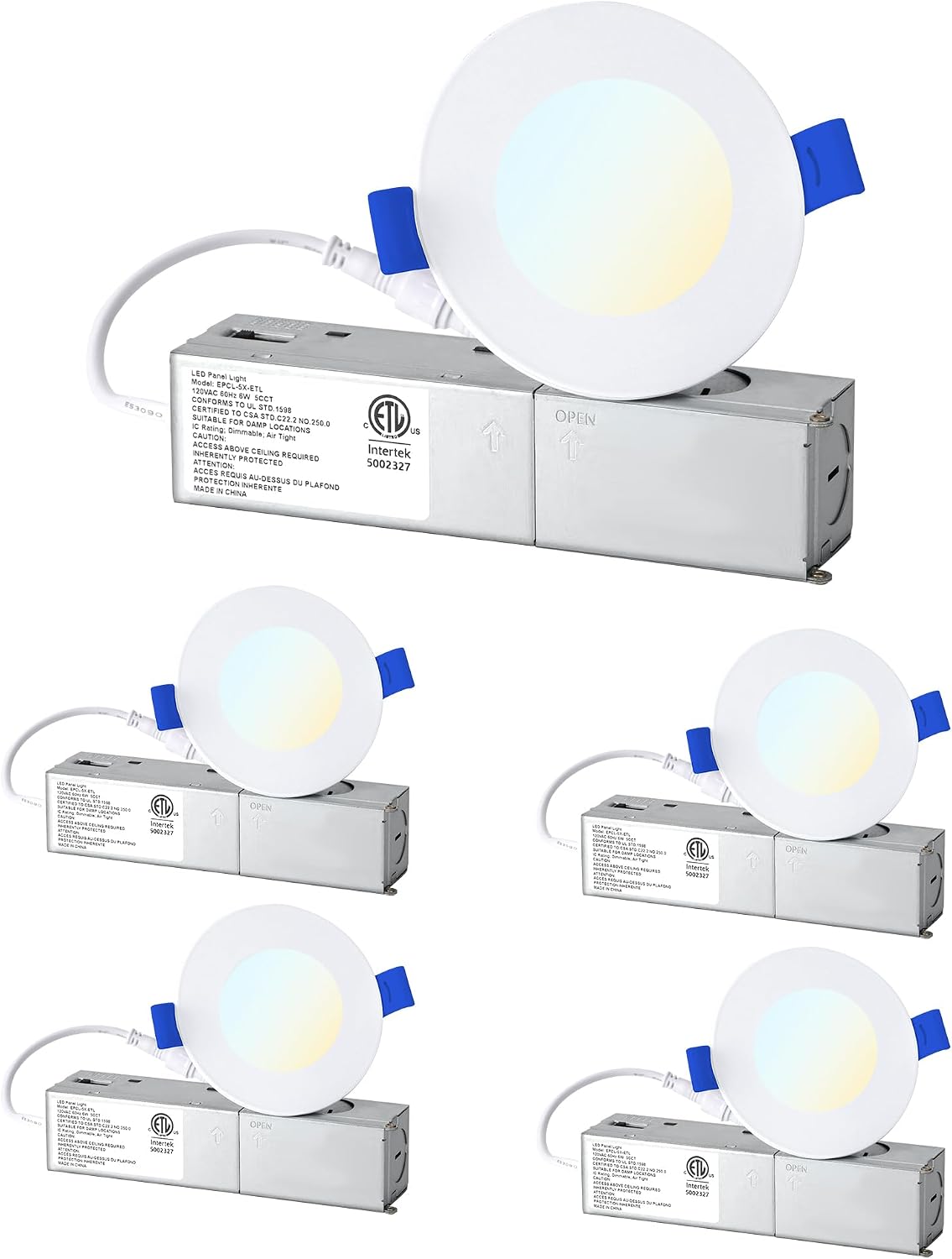 Detalle de INCARLED INCAR-3IN-5W 3-Inch LED Recessed Pot Lights, 5CCT, Dimmable, 4-Pack